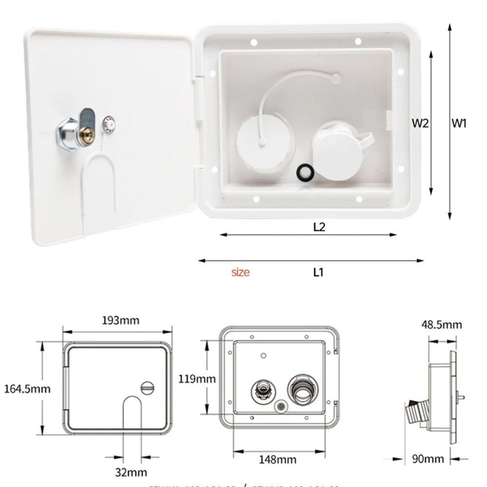 SEAFLO size and measurement scale beside hatch showing correct fit planning benefit