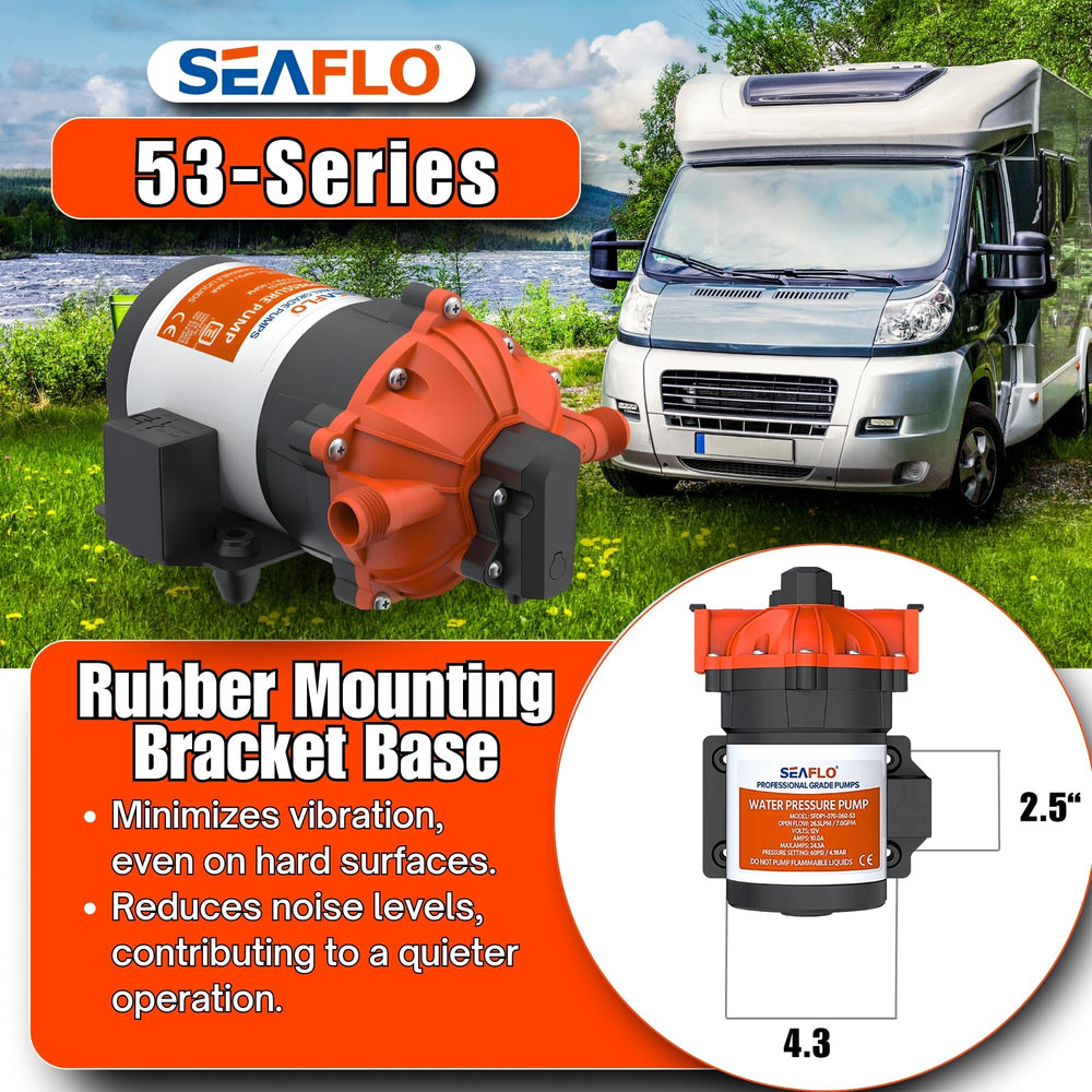 SEAFLO suction lift setup demonstrating 6 foot self-priming capability