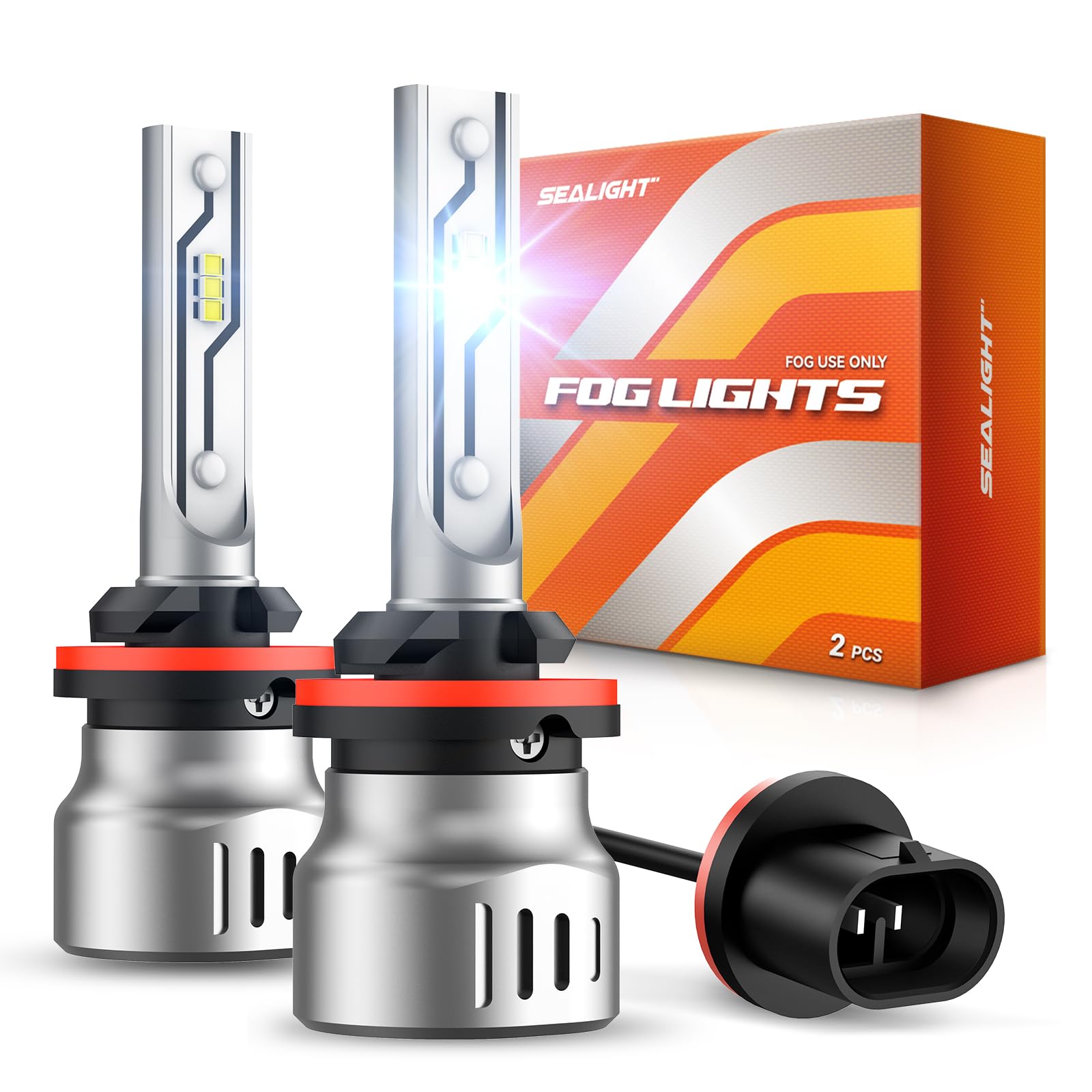 SEALIGHT front view pack of two fog bulbs showing ready-to-install benefit