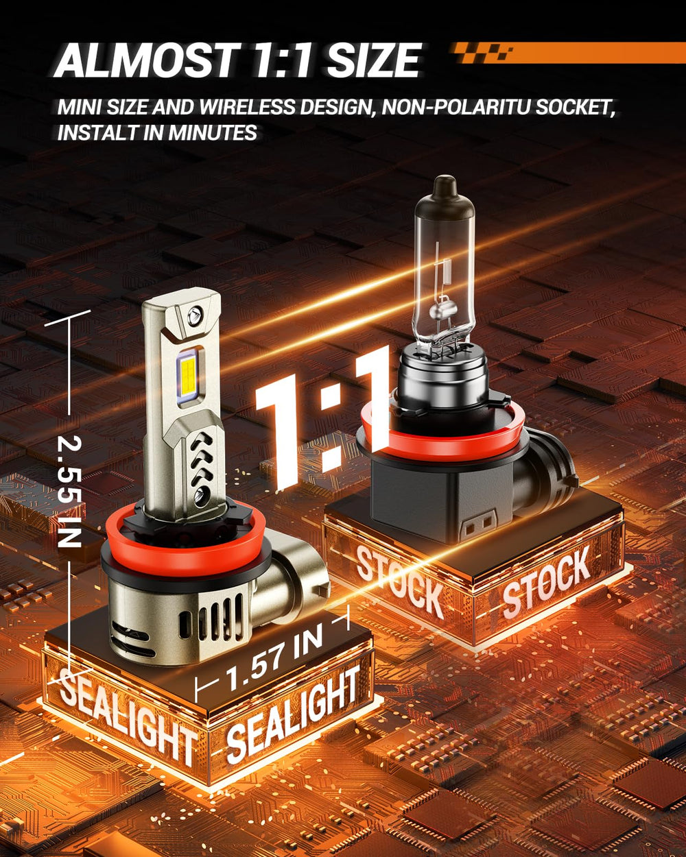SEALIGHT fan detail showing 25,000RPM cooling for longer lifespan