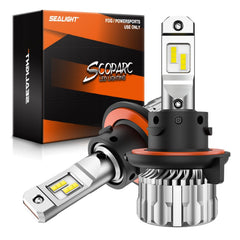 SEALIGHT H13 front view of both bulbs showing bright cool-white finish and immediate upgrade