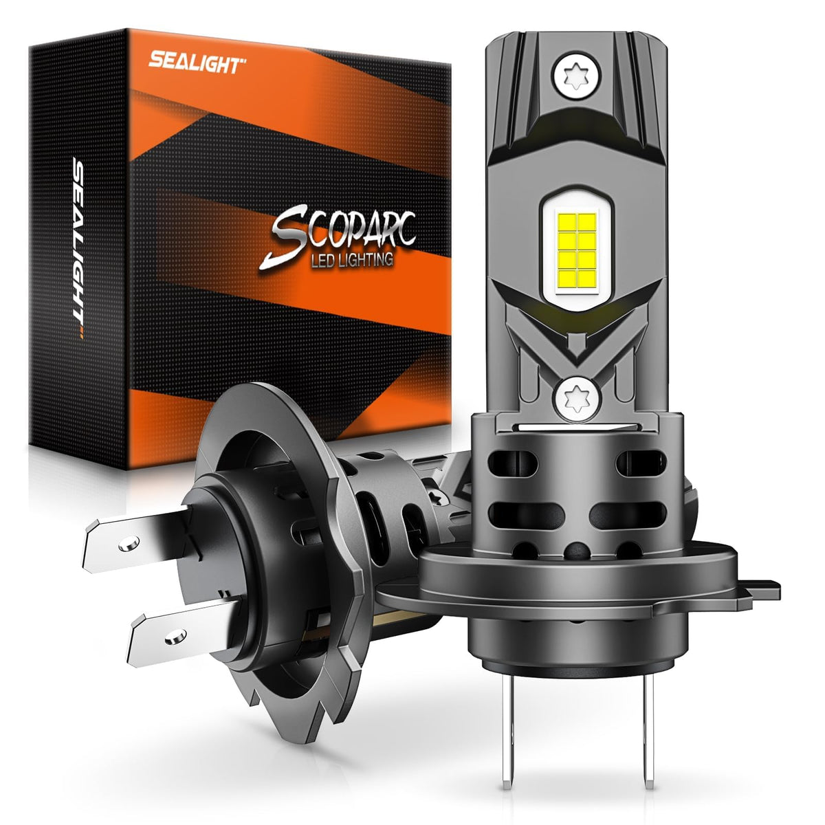 SEALIGHT front packaging showing two H7 bulbs and benefits