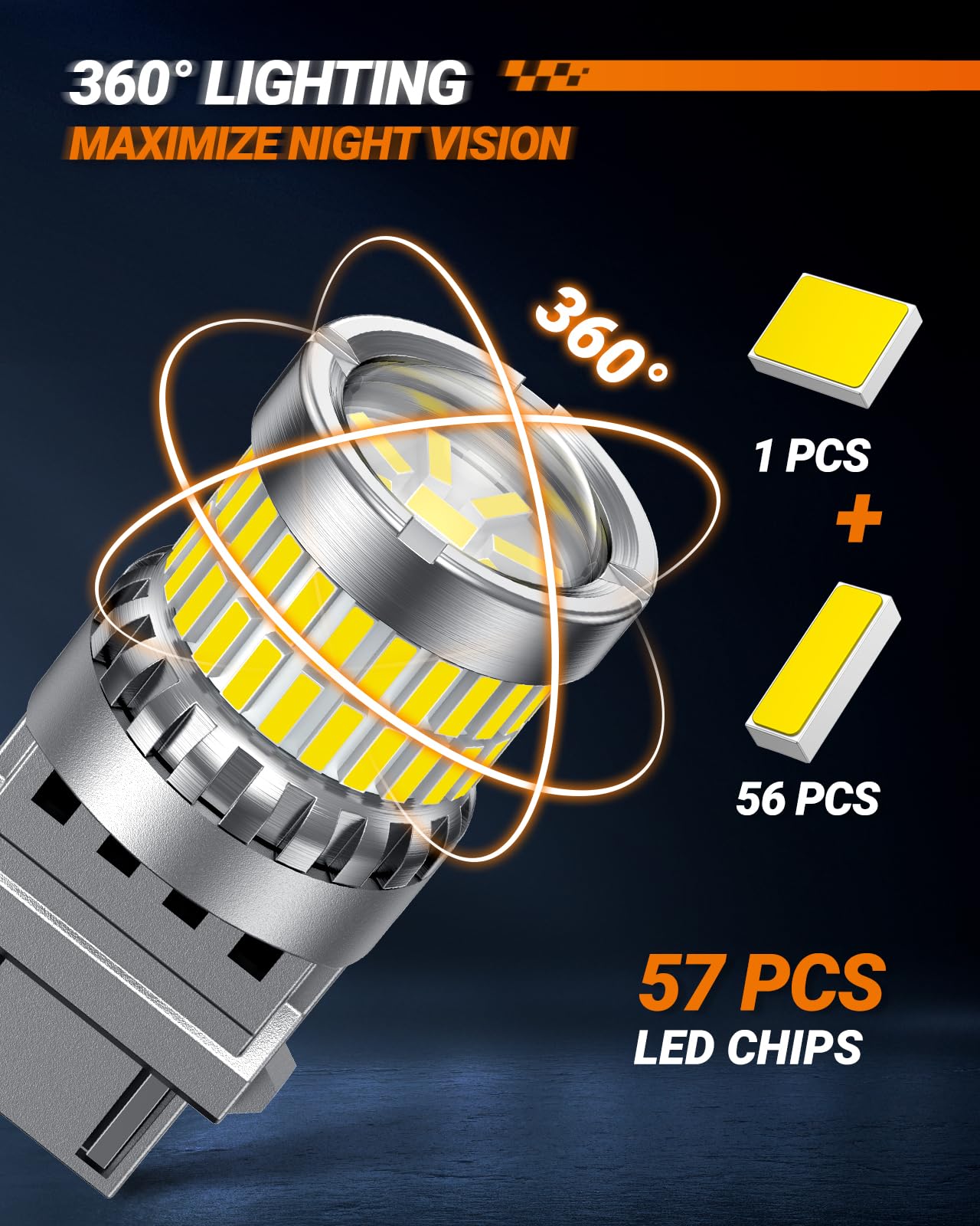 SEALIGHT night-time beam on pavement showing brighter, farther illumination