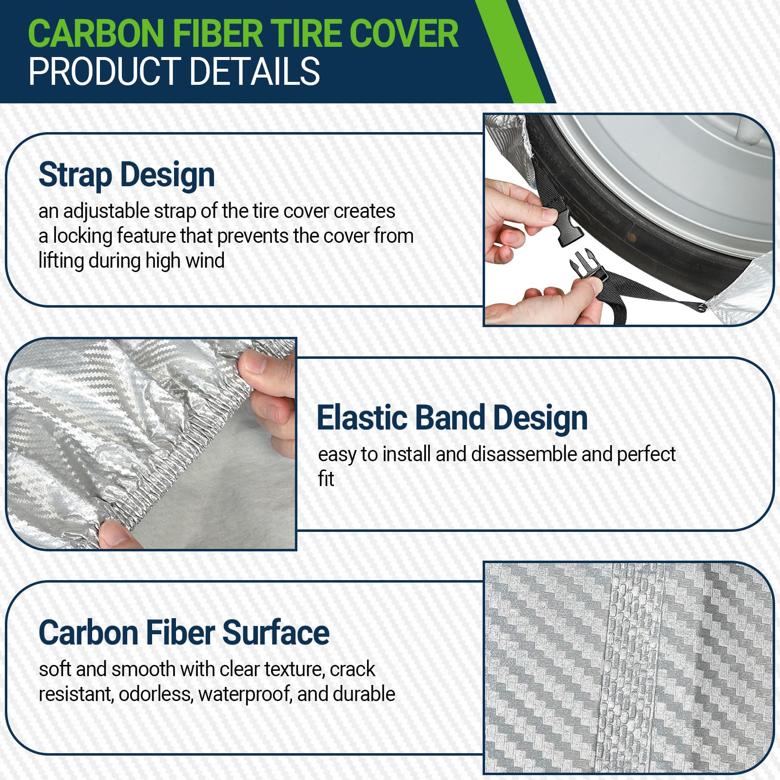 Season Guard cover beside ruler showing size comparison and correct fit benefit