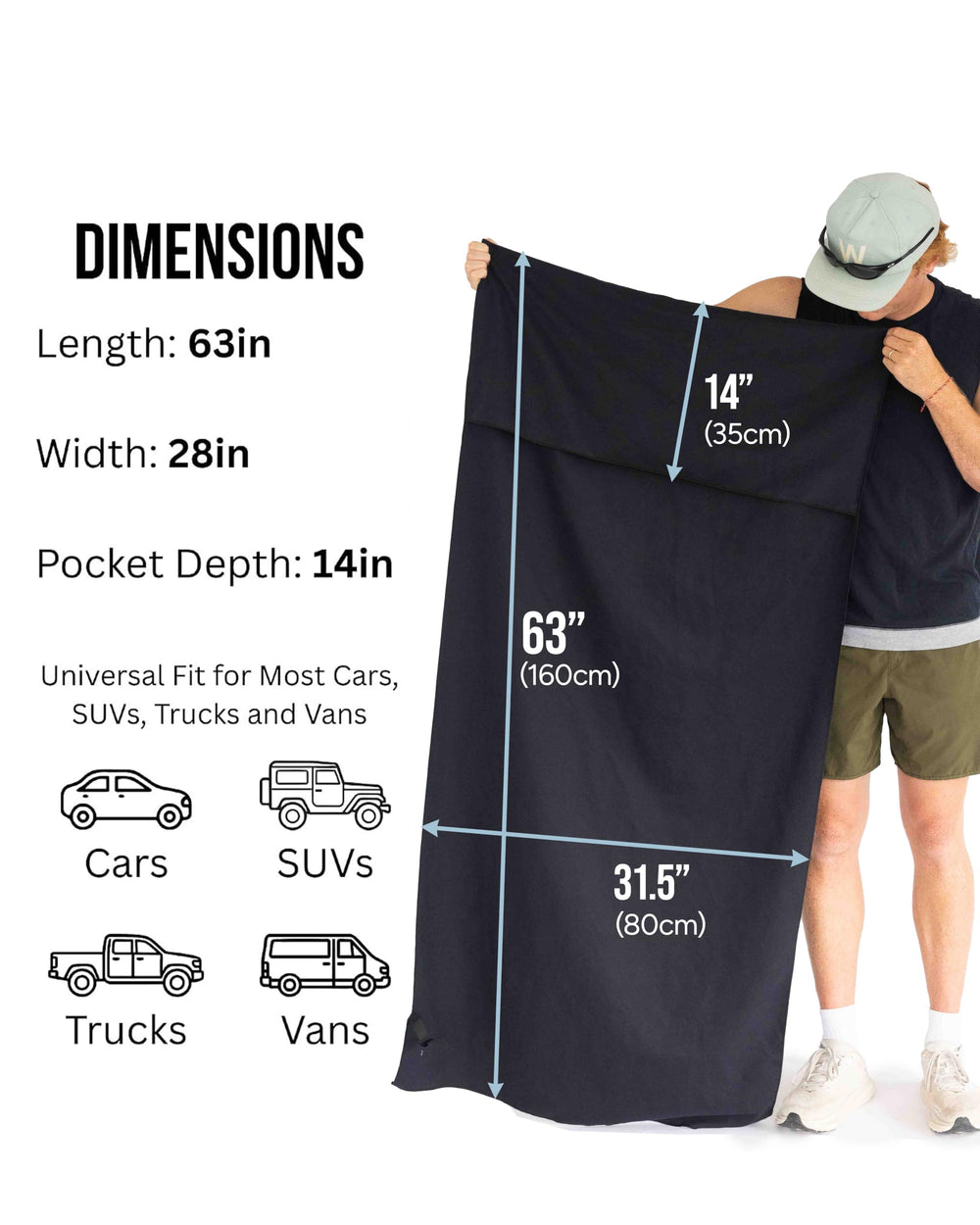 Seat Hoodie shaken to remove sand showing easy cleanup