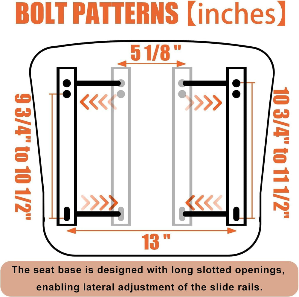 SEATIN underside rails showing adjustable mounting convenience