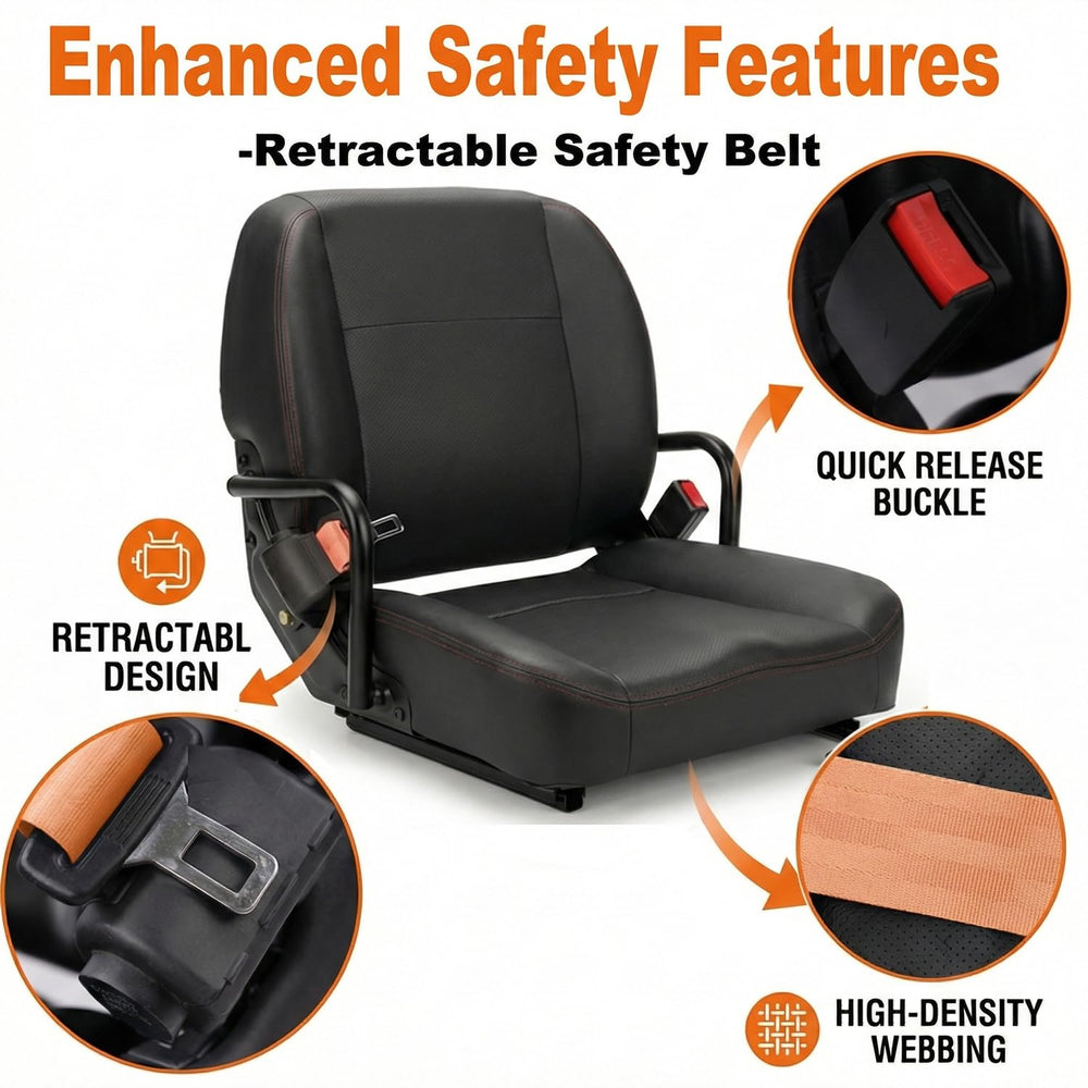 SEATIN slide rail detail showing 6-inch adjustment for ergonomics