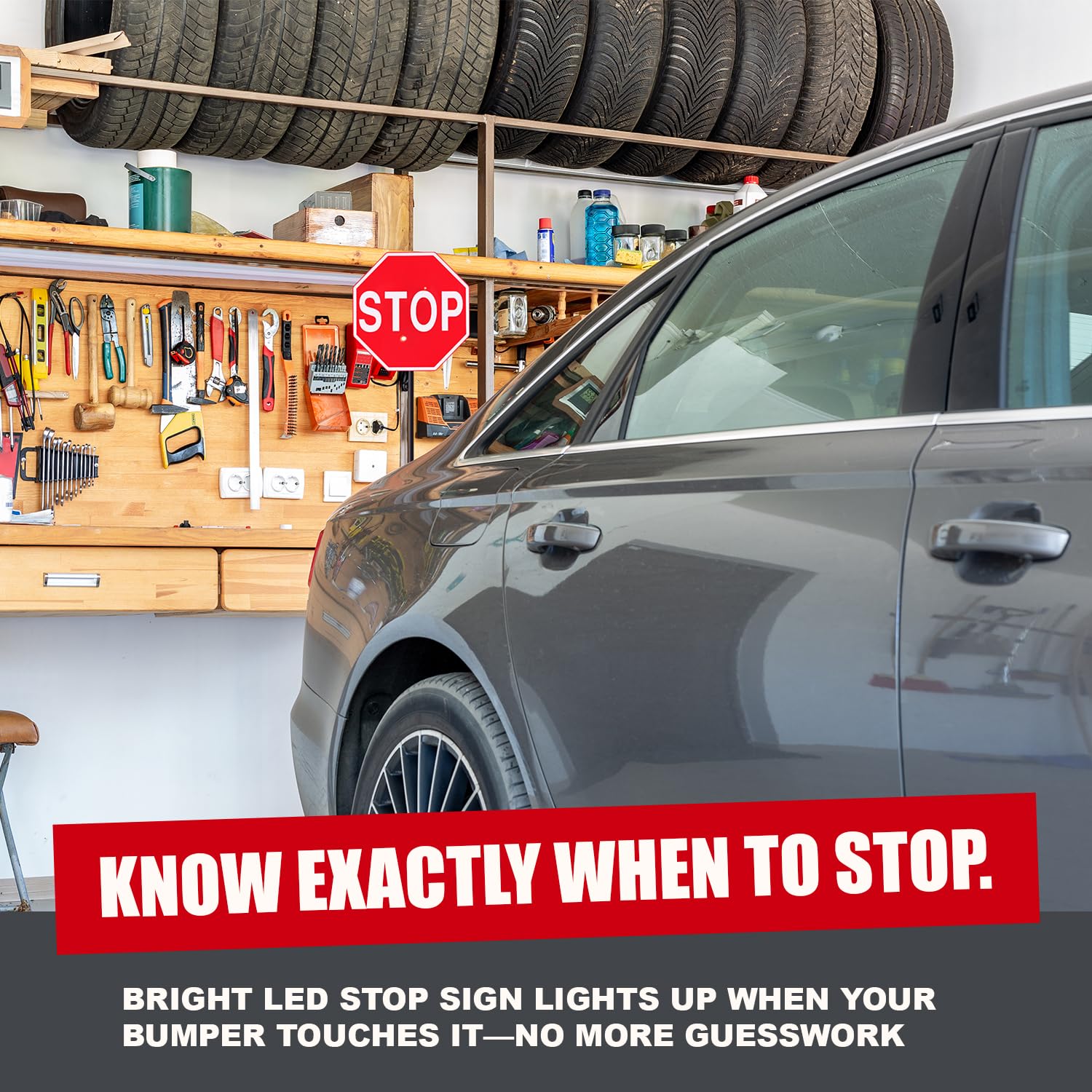 SECURITYMAN LED stop sign close-up highlighting bright visibility benefit
