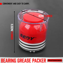 SEDY cap and piston detail illustrating smooth operation and secure grease containment