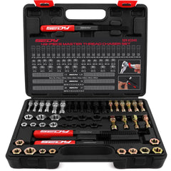 SEDY front packaging showing full 49-piece thread chaser set, portable and organized