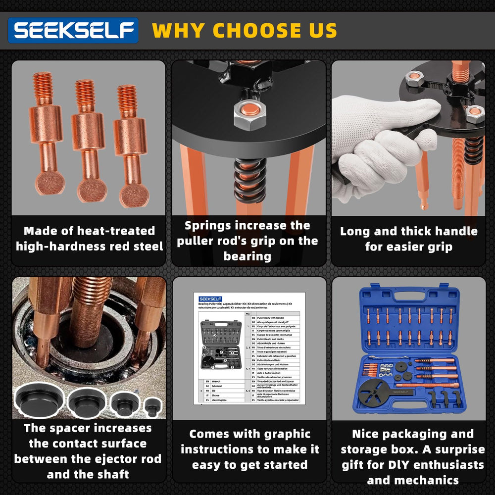 SEEKSELF three claw hooks and spare puller heads, enabling versatile extraction