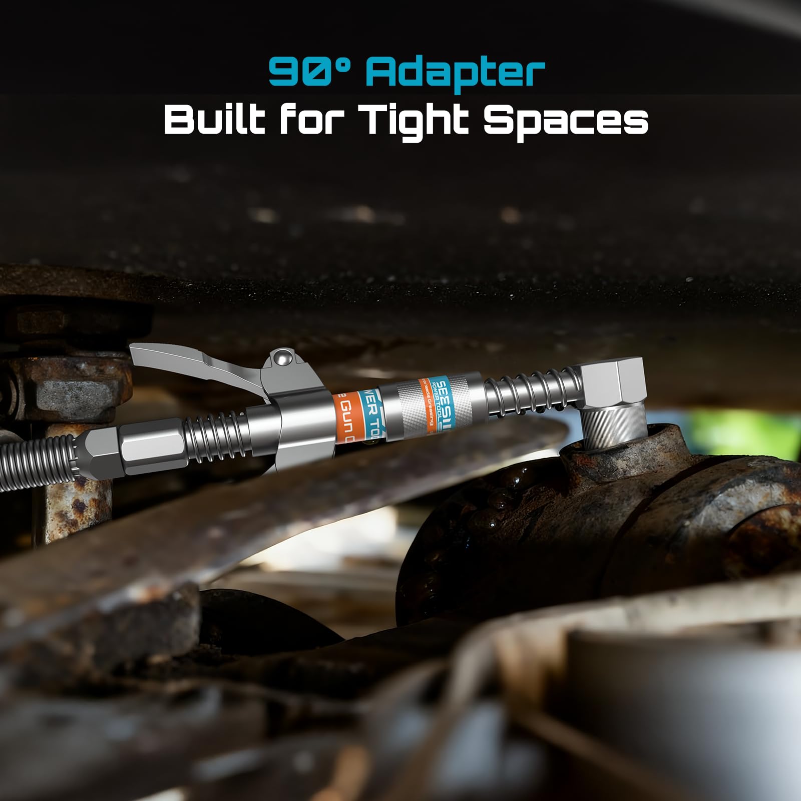 Seesii flexible hose extended to show 12-inch reach for confined spaces