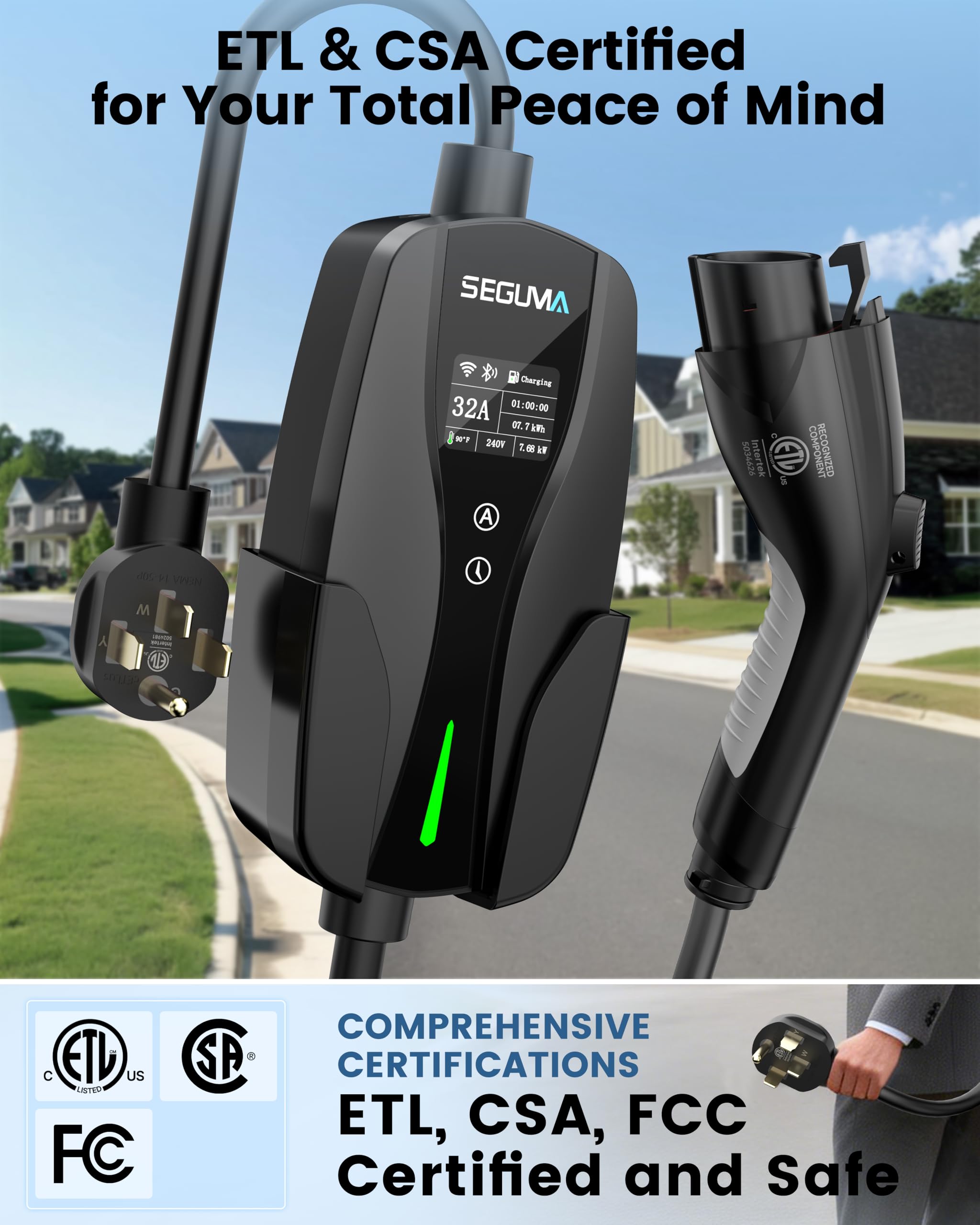 SEGUMA 25ft heavy-duty cable coiled for extended reach and flexible parking