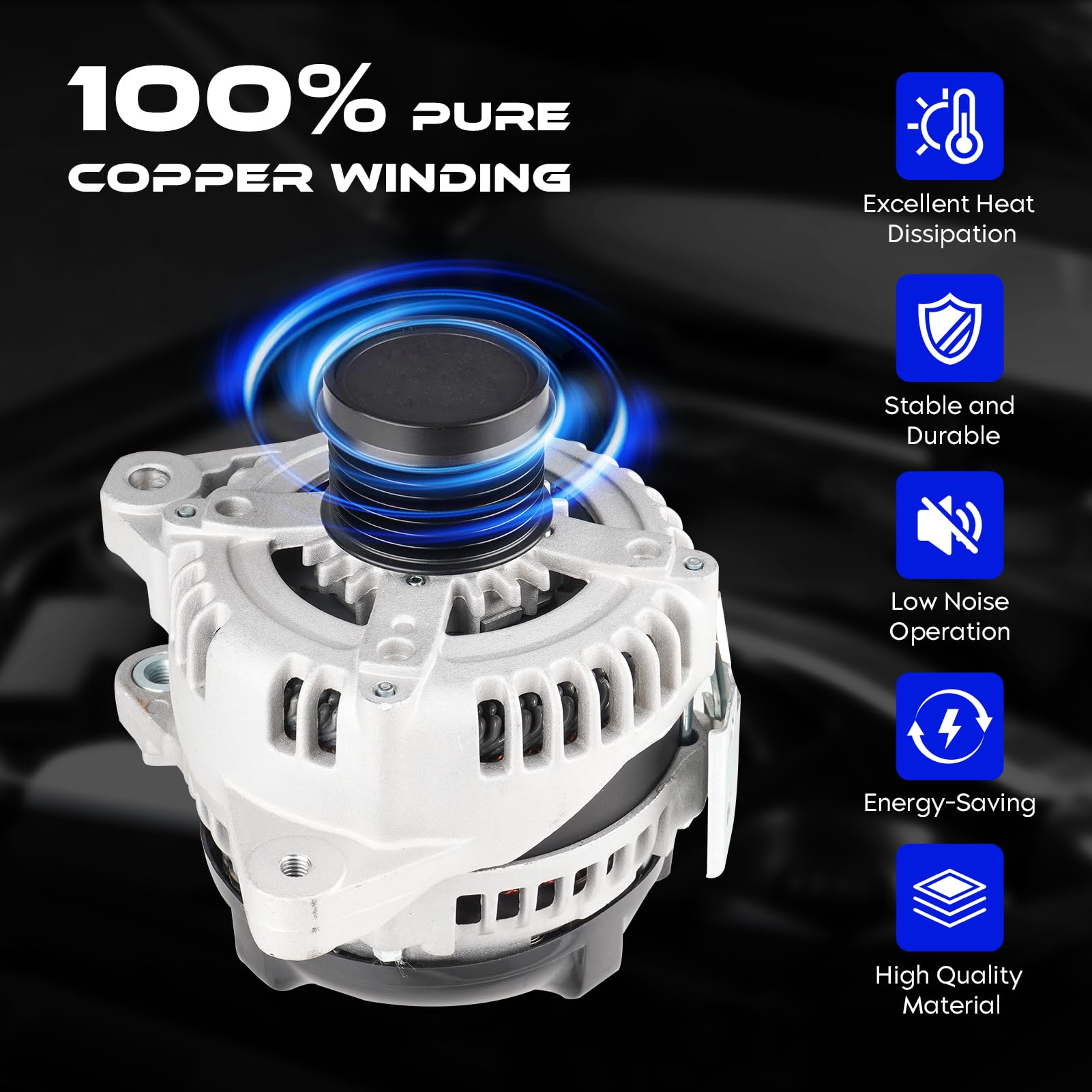 SEHNSUCHT alternator copper windings inside demonstrating efficient heat and power delivery