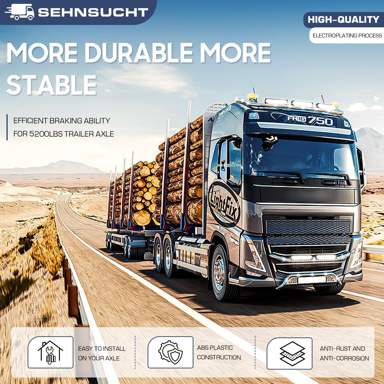 SEHNSUCHT drum installed on trailer axle demonstrating direct replacement benefit