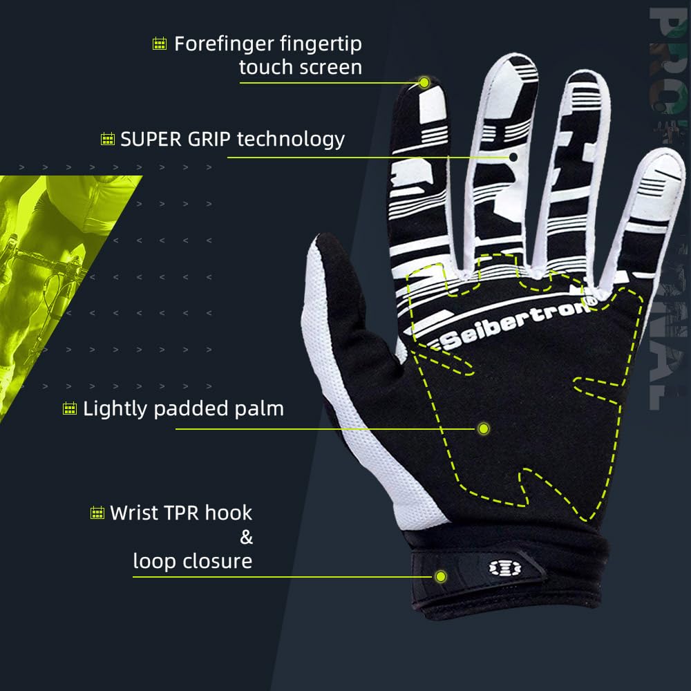 Seibertron gloves in use on mountain bike showing control and confidence benefit