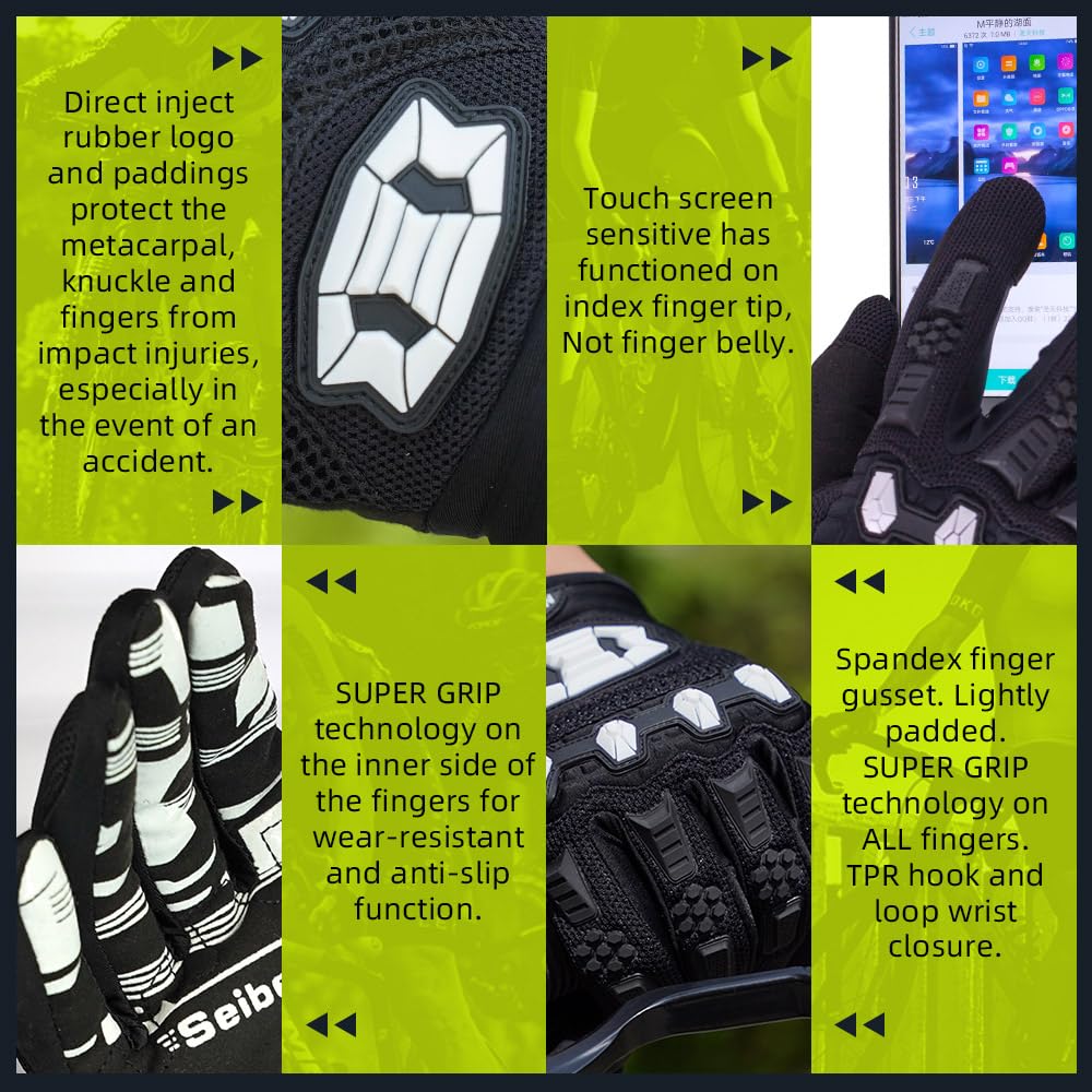 Seibertron gloves worn by rider handling handlebars for confident control