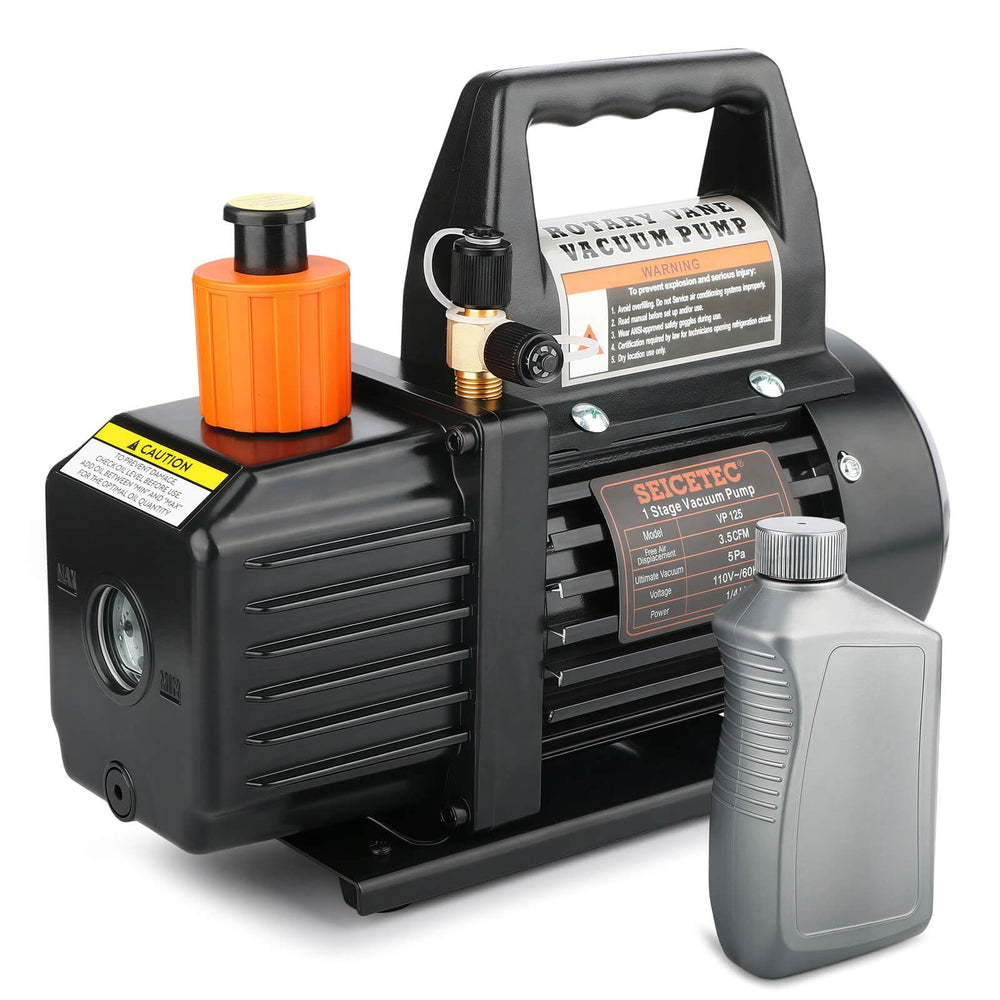 SEICETEC front view of pump showing controls and carry handle for easy transport
