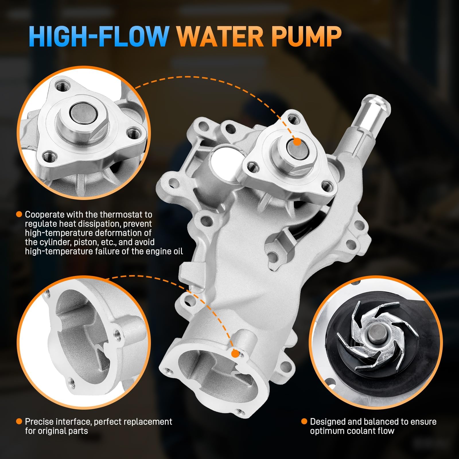 Sejaede water pump installed under hood illustrating proper fit and leak prevention
