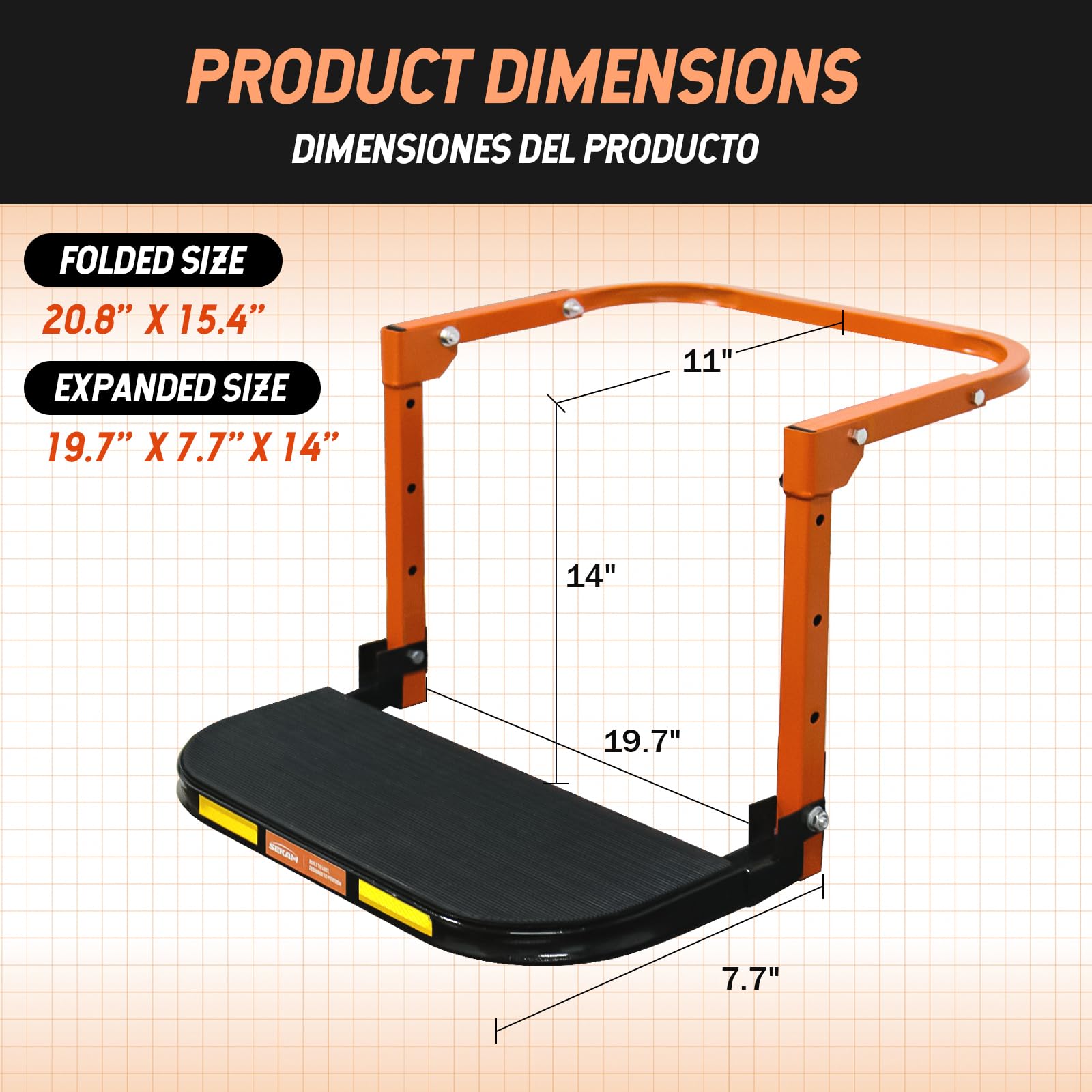 SEKAM folded flat in truck bed demonstrating space-saving benefit
