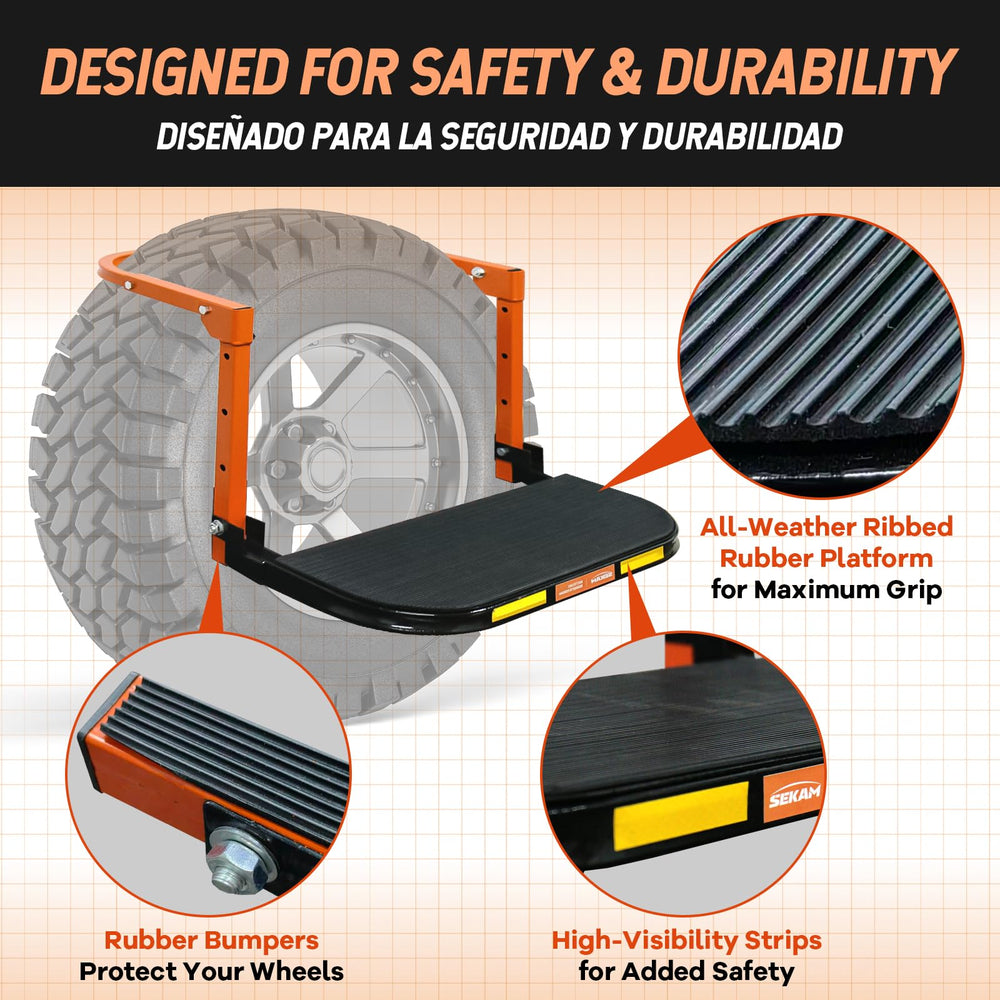 SEKAM close-up of rubber tread on platform providing extra traction