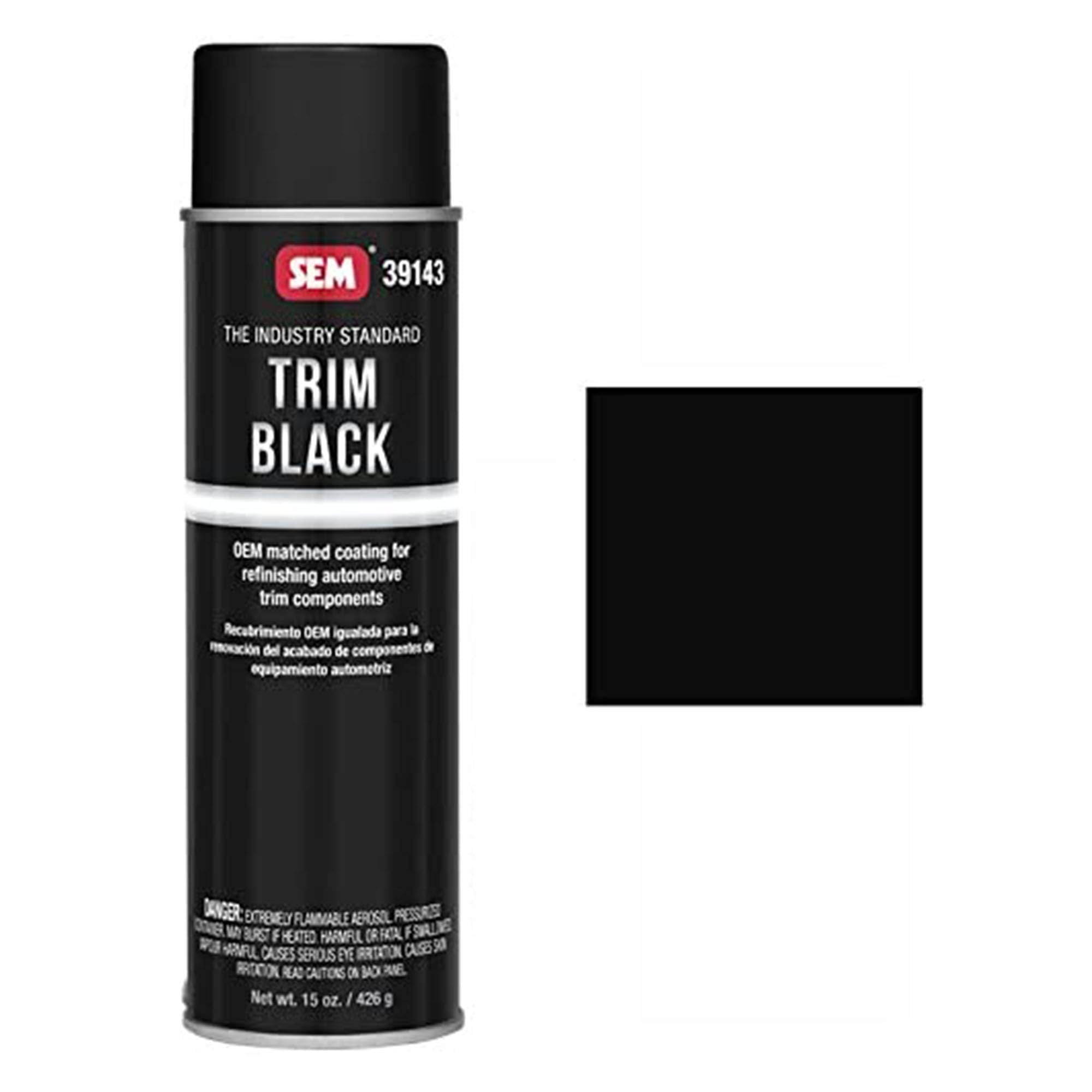 SEM 39143 close-up spray texture on plastic trim showing smooth satin finish and durable coverage