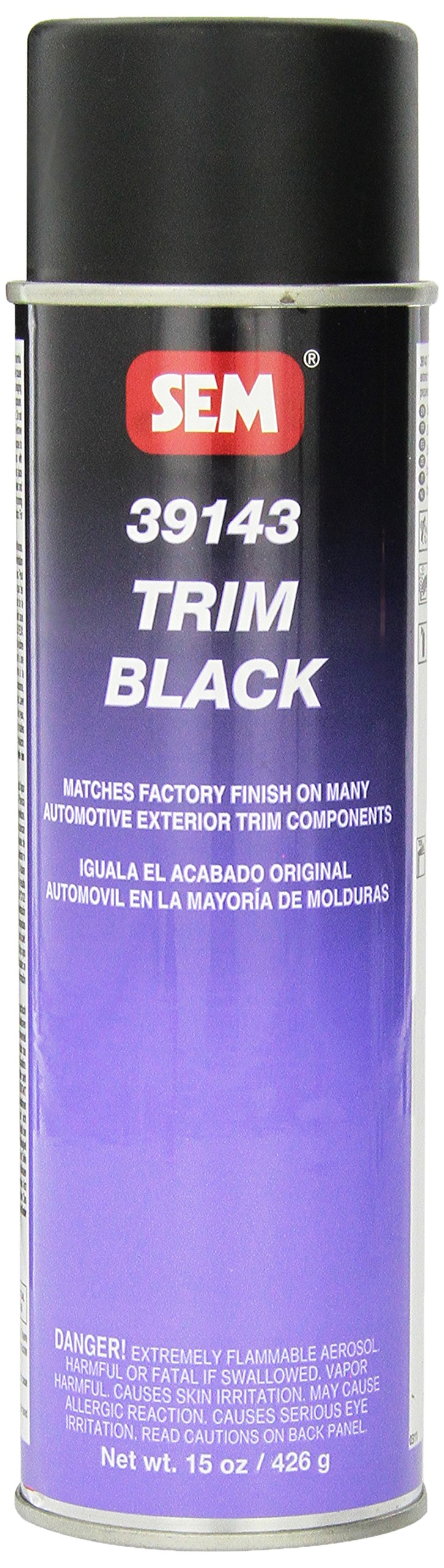 SEM 39143 aerosol can front view showing label and convenient 15 oz size for trim restoration
