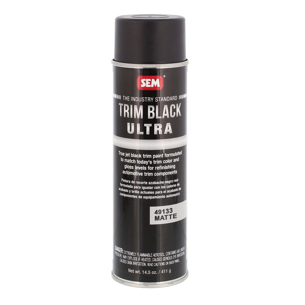 SEM Trim Black Ultra front can showing label and benefit of OEM-like finish