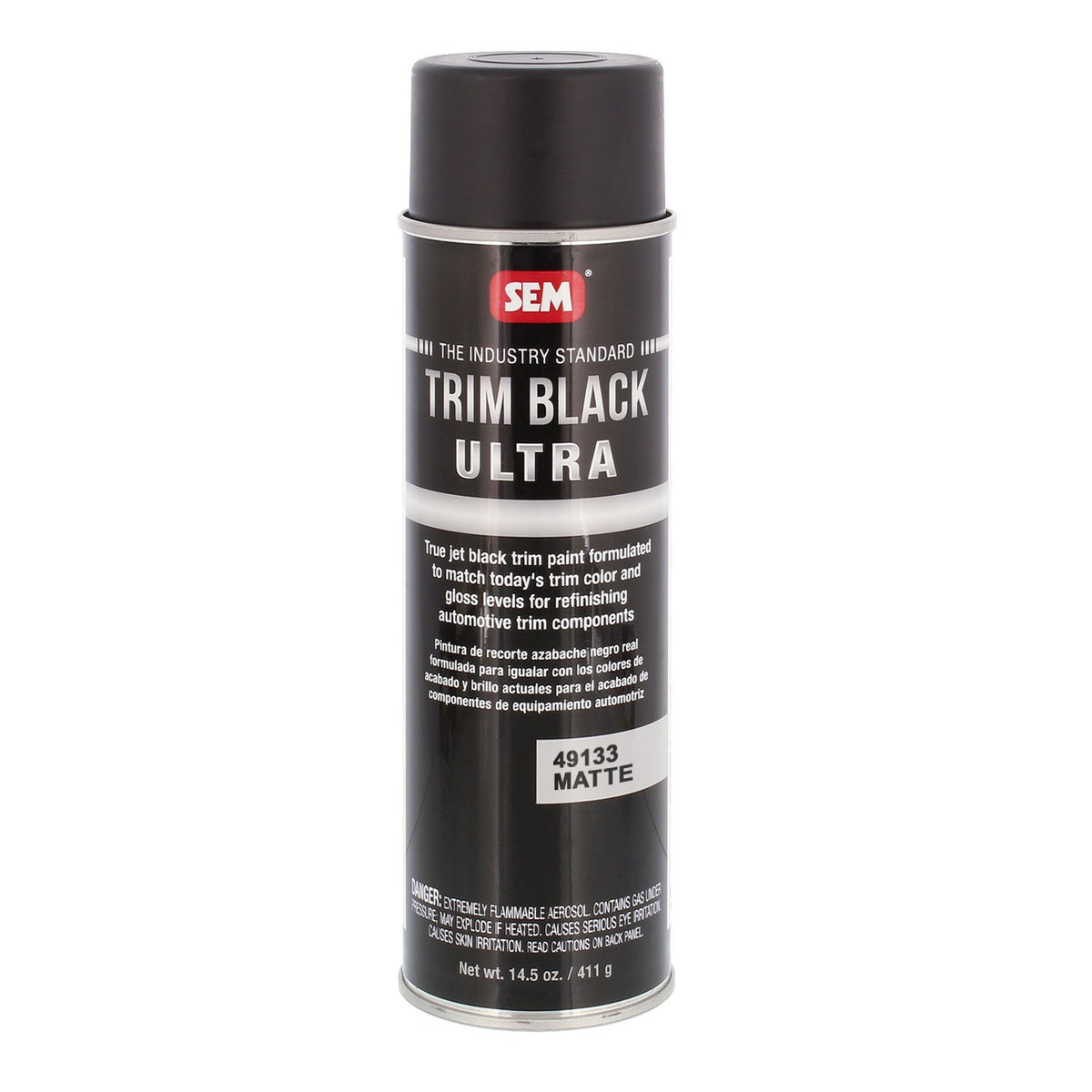 SEM Trim Black Ultra front can showing label and benefit of OEM-like finish