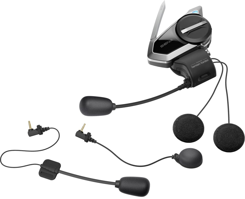 Two riders wearing Sena 50S using mesh intercom for effortless group communication