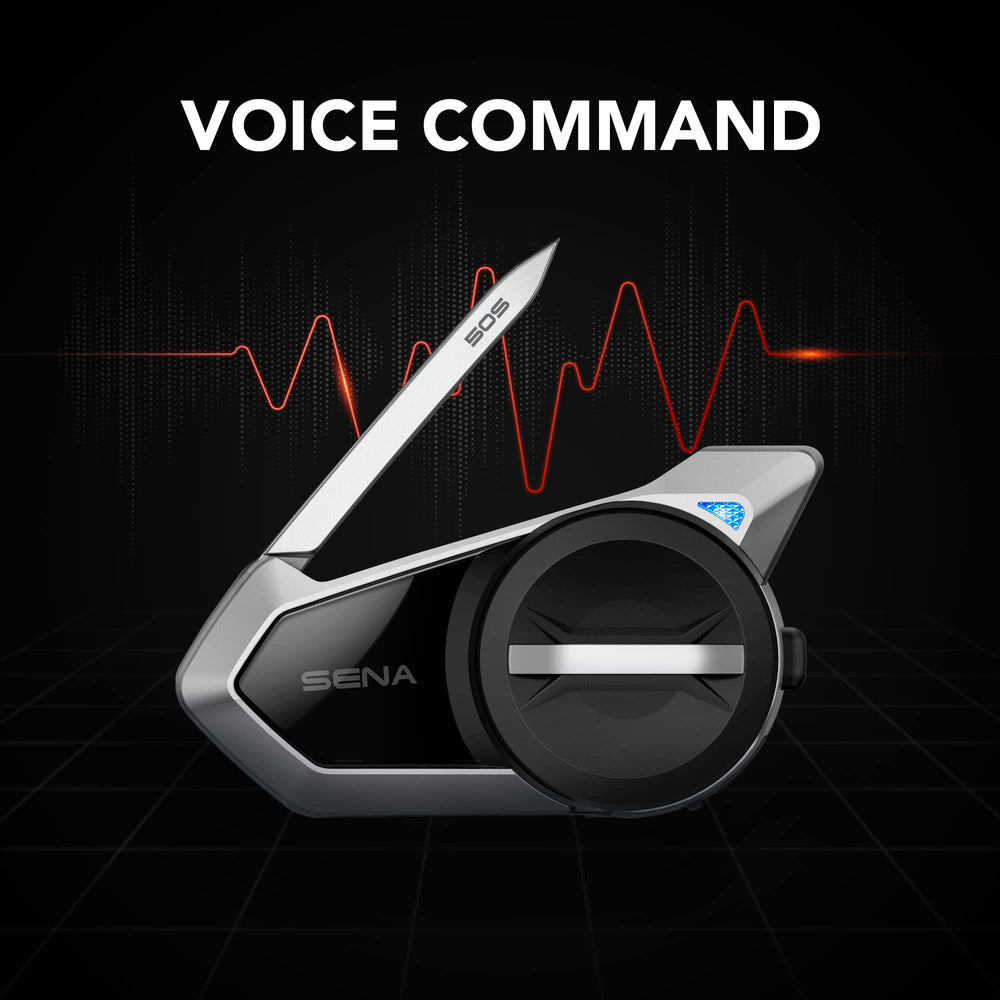 Sena 50S premium microphone detail demonstrating clear voice pickup while riding