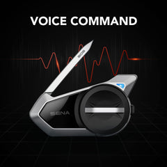 Sena 50S premium microphone detail demonstrating clear voice pickup while riding