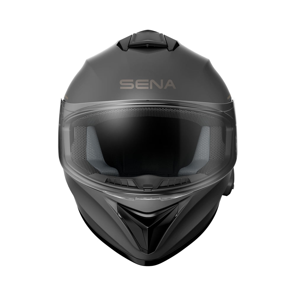 Sena OutForce left-side three-button controls visible for easy on-helmet operation
