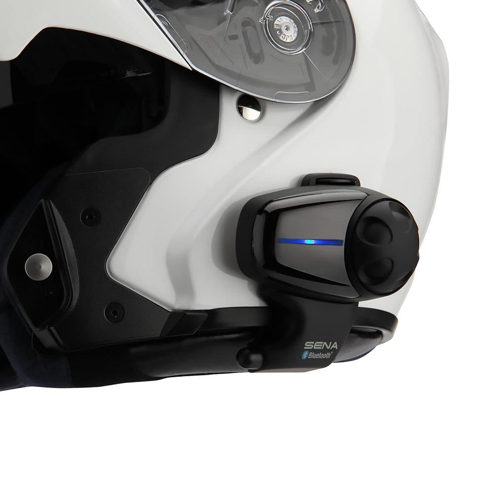 Sena SMH10 mounted on helmet lifestyle shot showing in-ride communication benefit