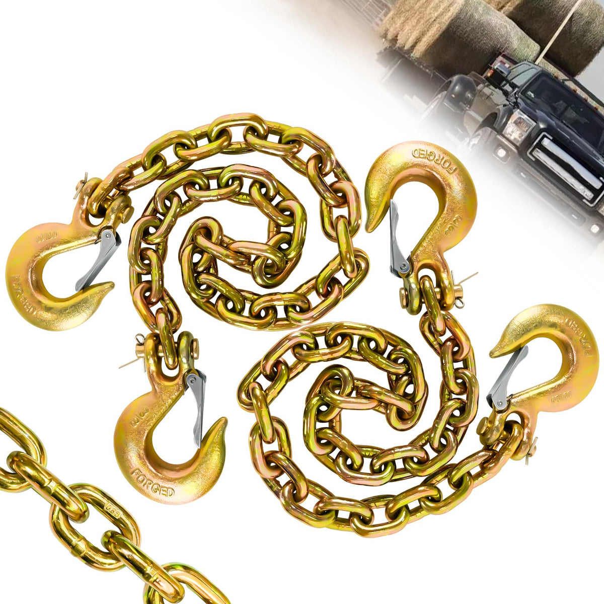 SENKEYFE front view of packaged G80 chains showing completeness and strength