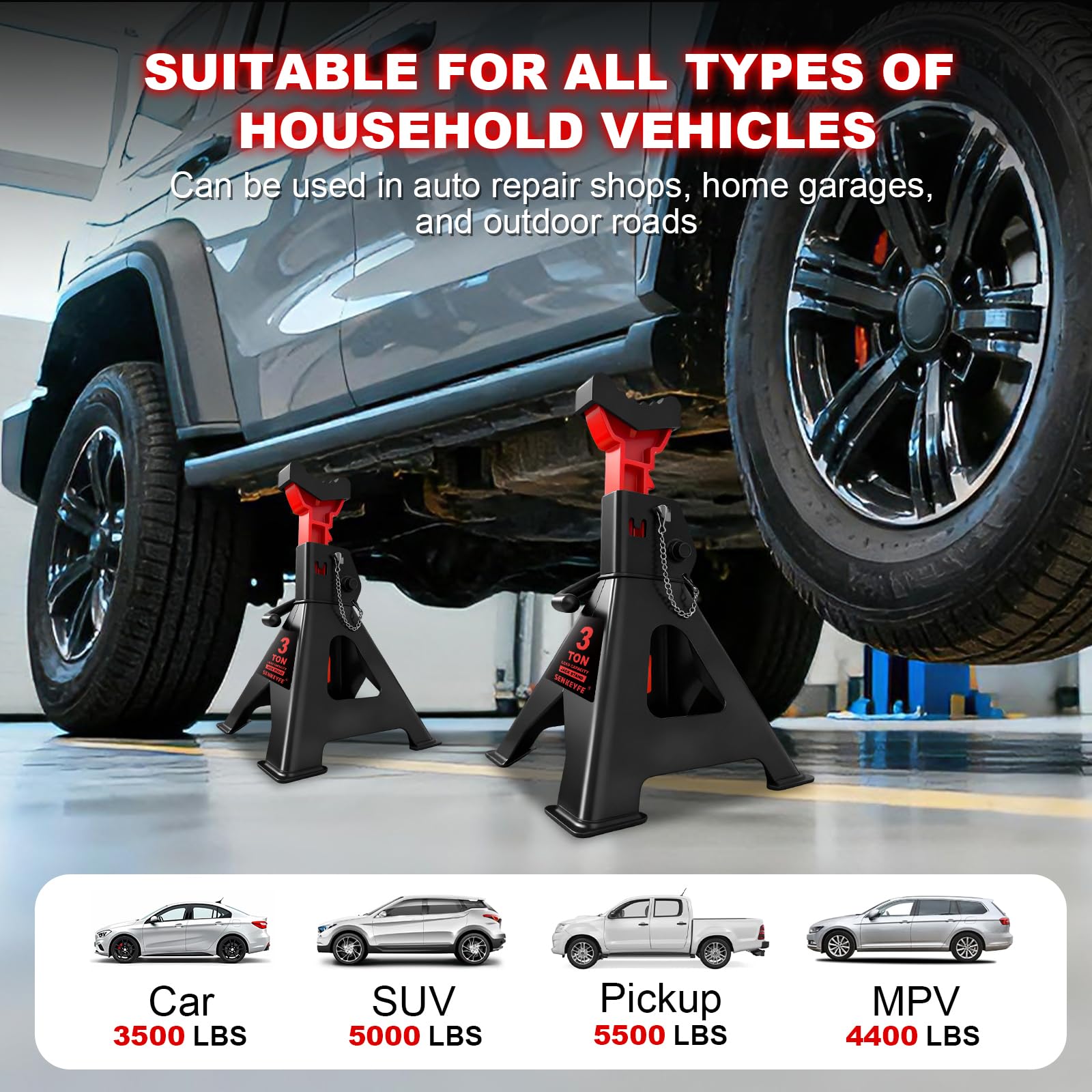 SENKEYFE height adjustment scale illustrating precise lift range