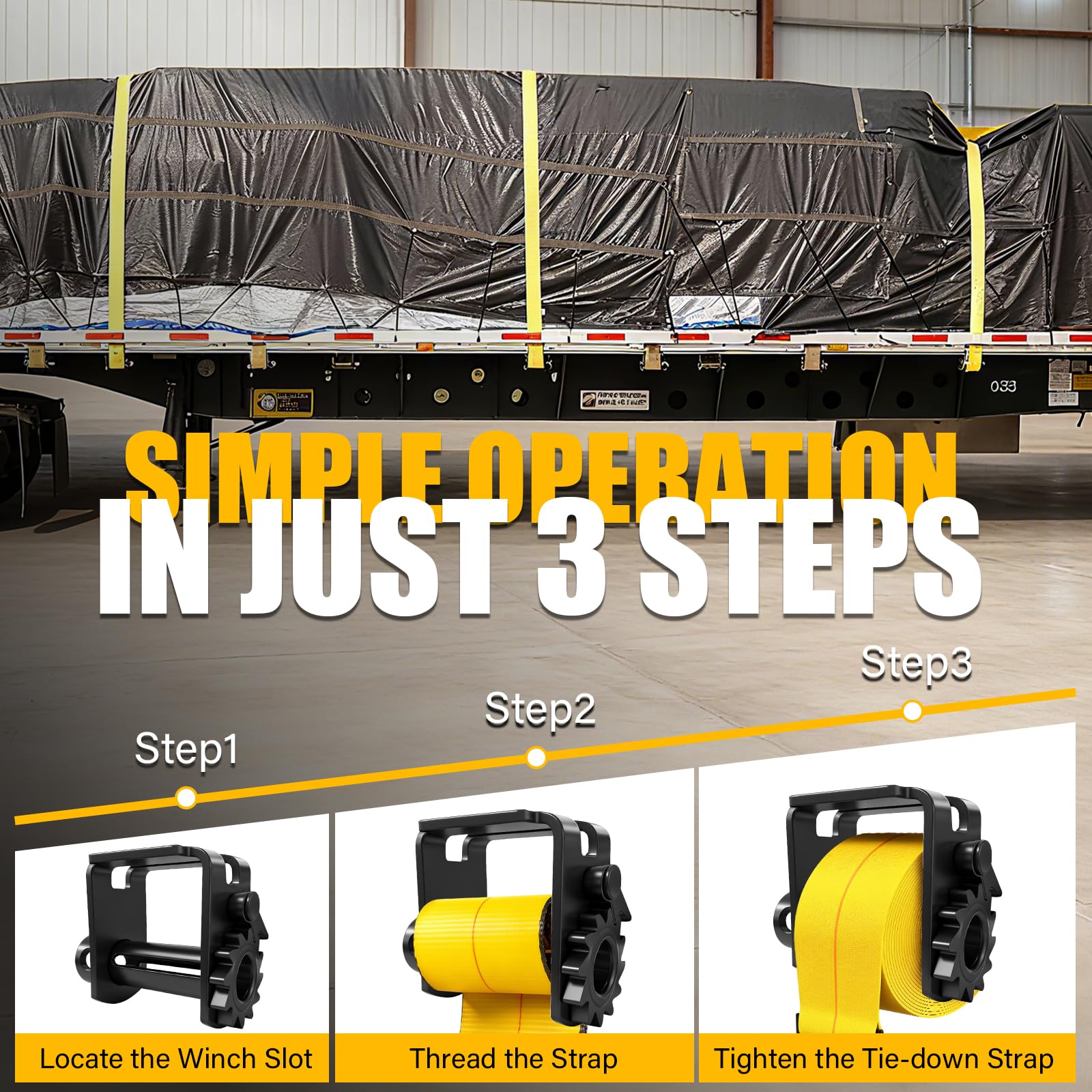 SENKEYFE on a flatbed trailer securing heavy equipment during transport