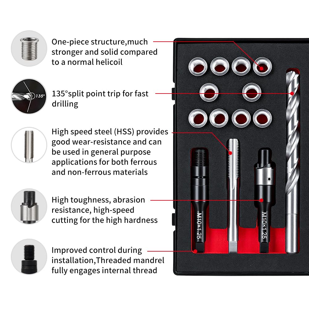 SENNMONN HSS drill, tap and driver laid out demonstrating complete repair kit tools