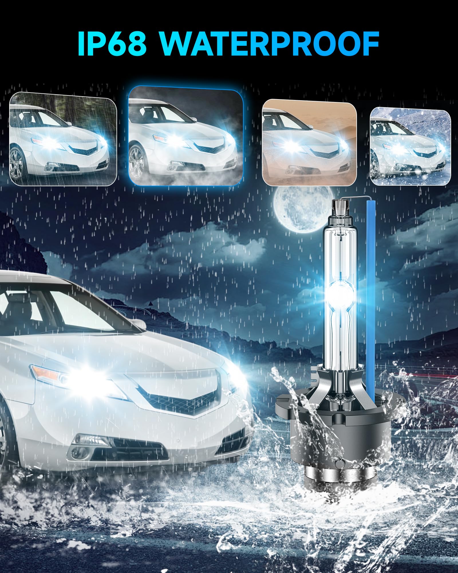 SENROBO night beam on street from Acura showing better illumination and safer visibility