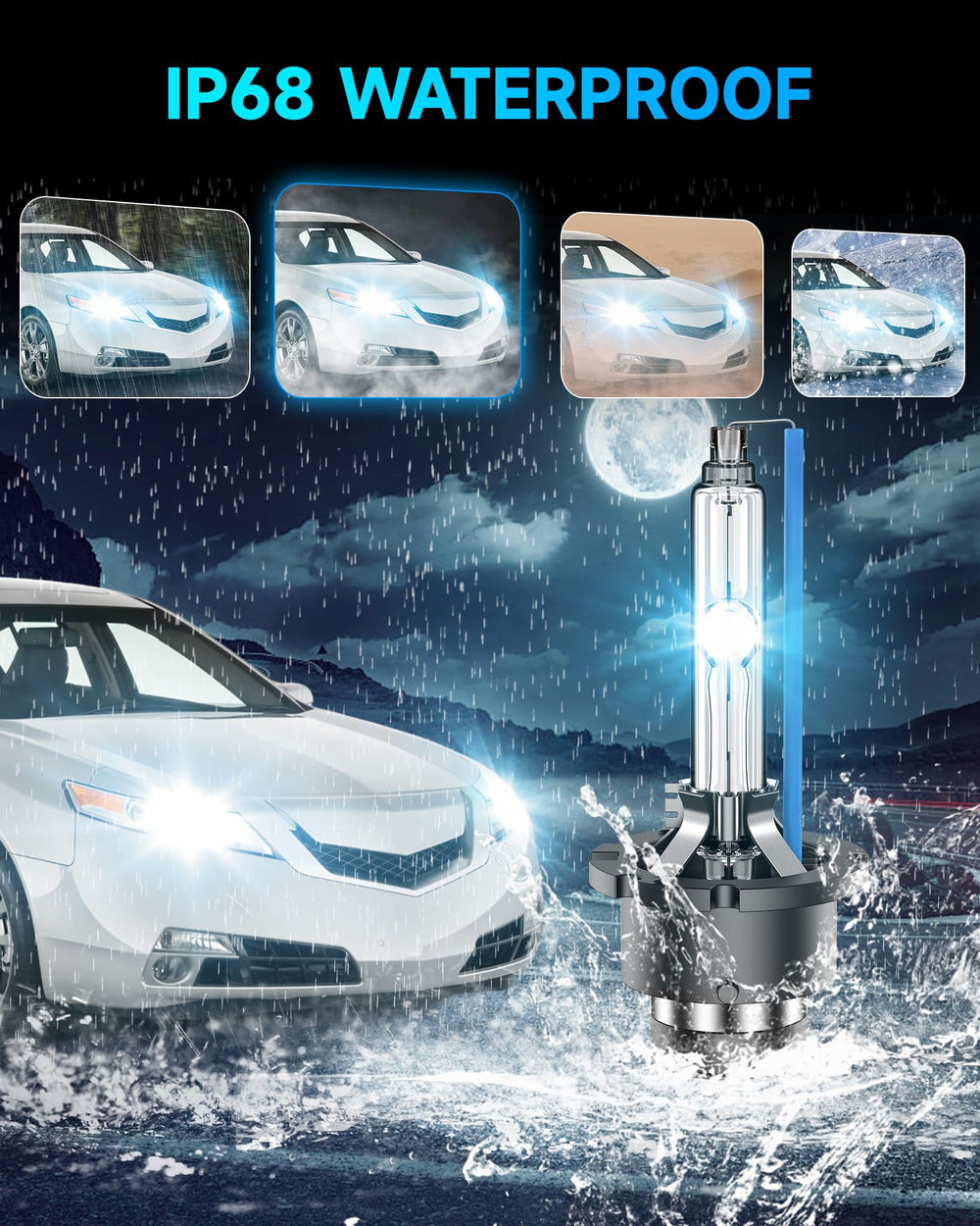 SENROBO night beam on street from Acura showing better illumination and safer visibility