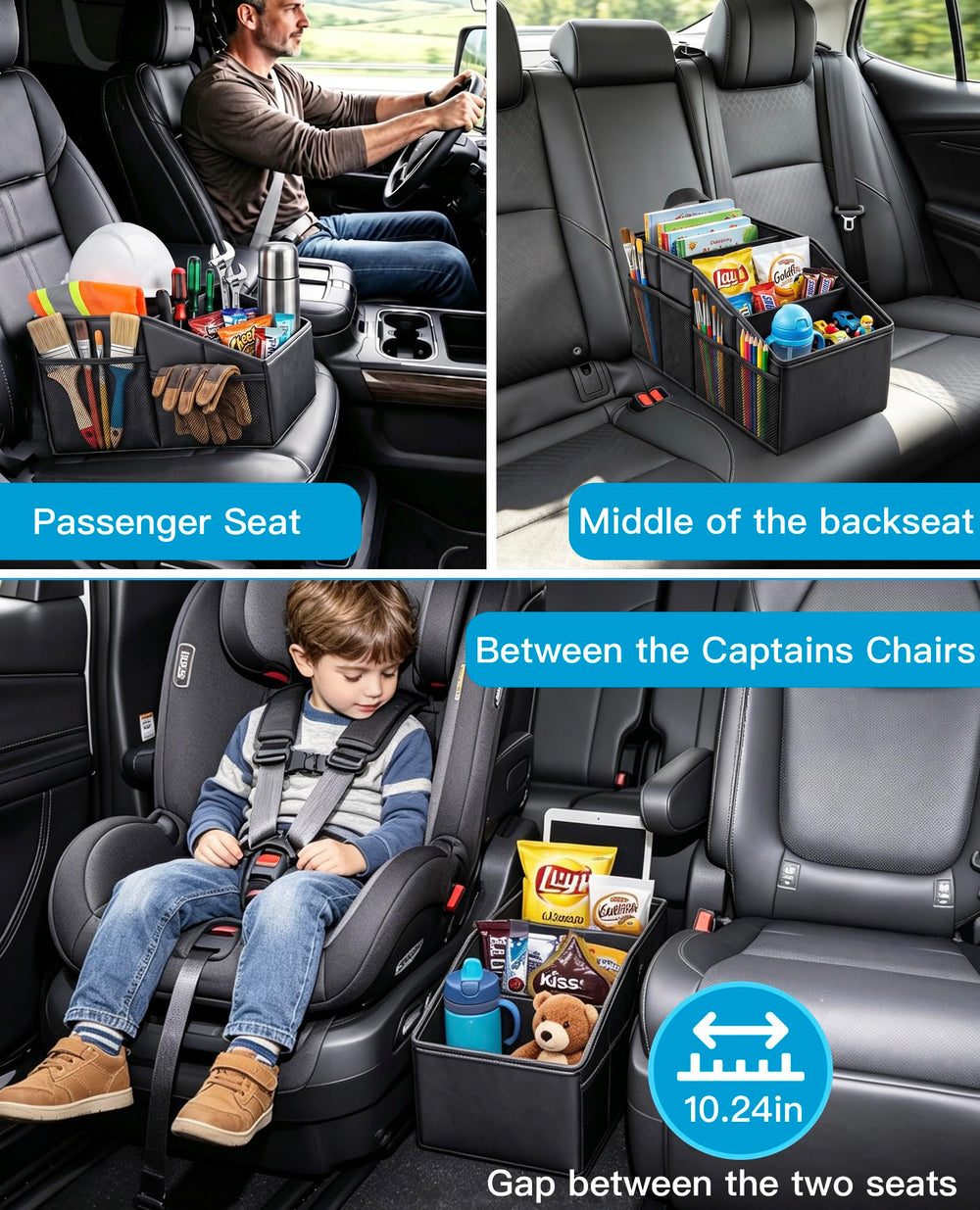 SenronKalm freestanding on car floor showing stable multi‑position use