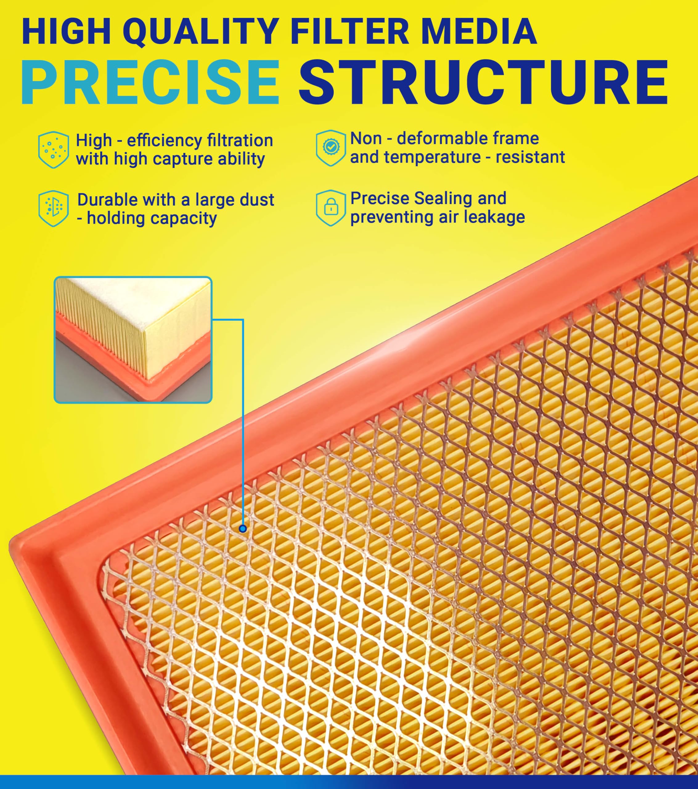 SERVKITOUR engine filter pleat close-up for improved airflow protection