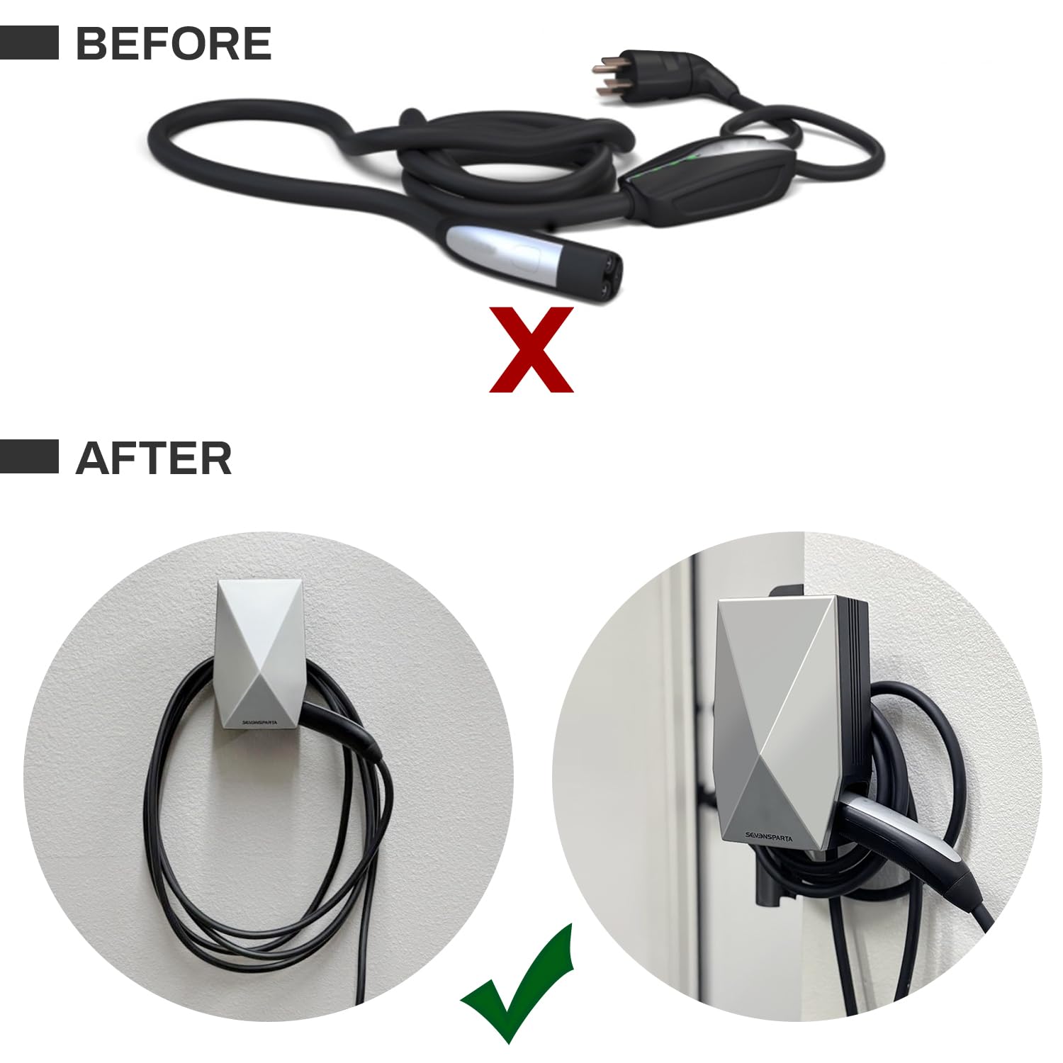 SEVEN SPARTA installed in garage lifestyle scene for neat charging area