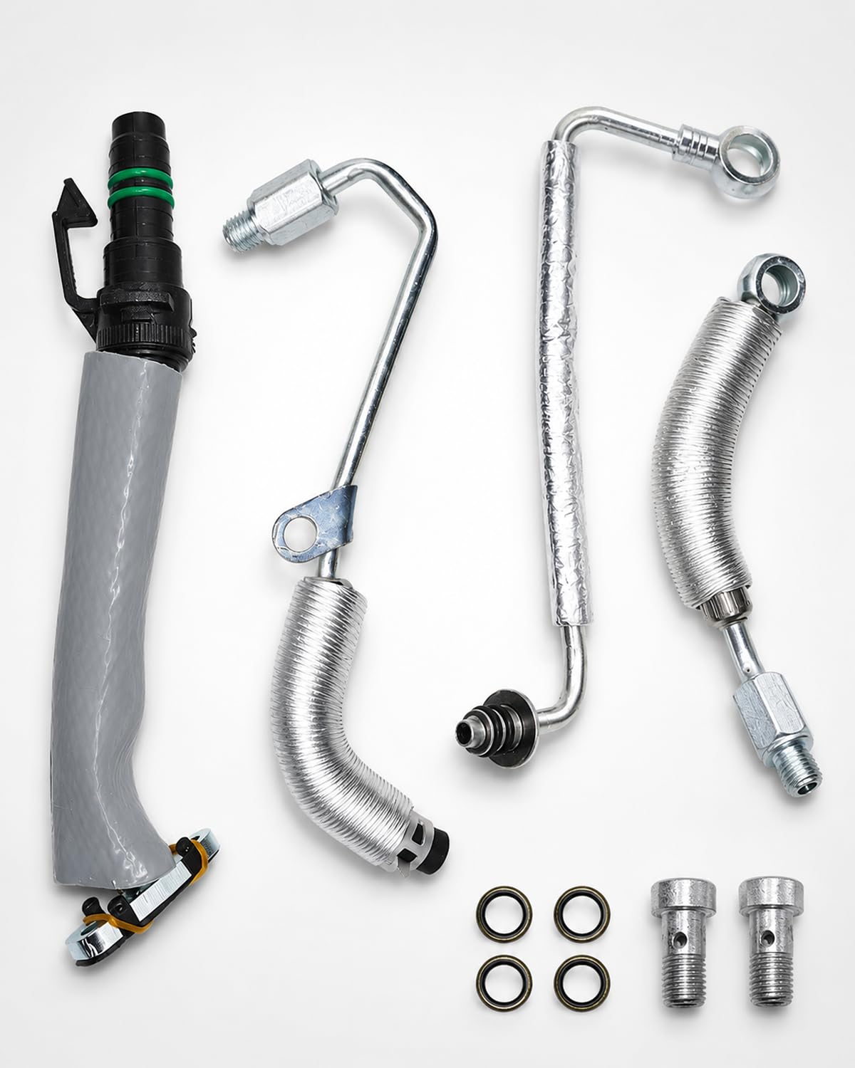SevnYoko kit front view showing all included turbo oil and coolant lines for quick fit