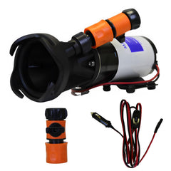 SewerFlo front view of macerator pump showing compact design and portability benefits