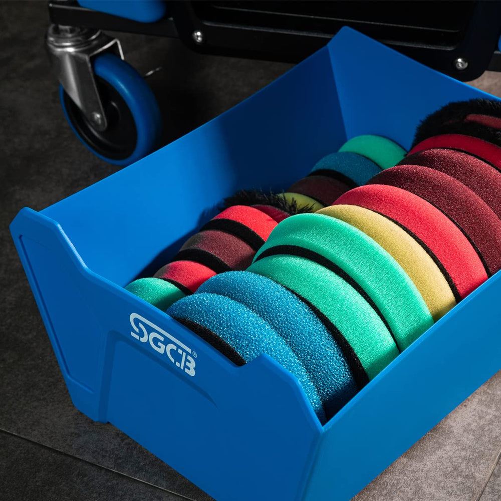 SGCB stool beside toolbox showing compact footprint and scale