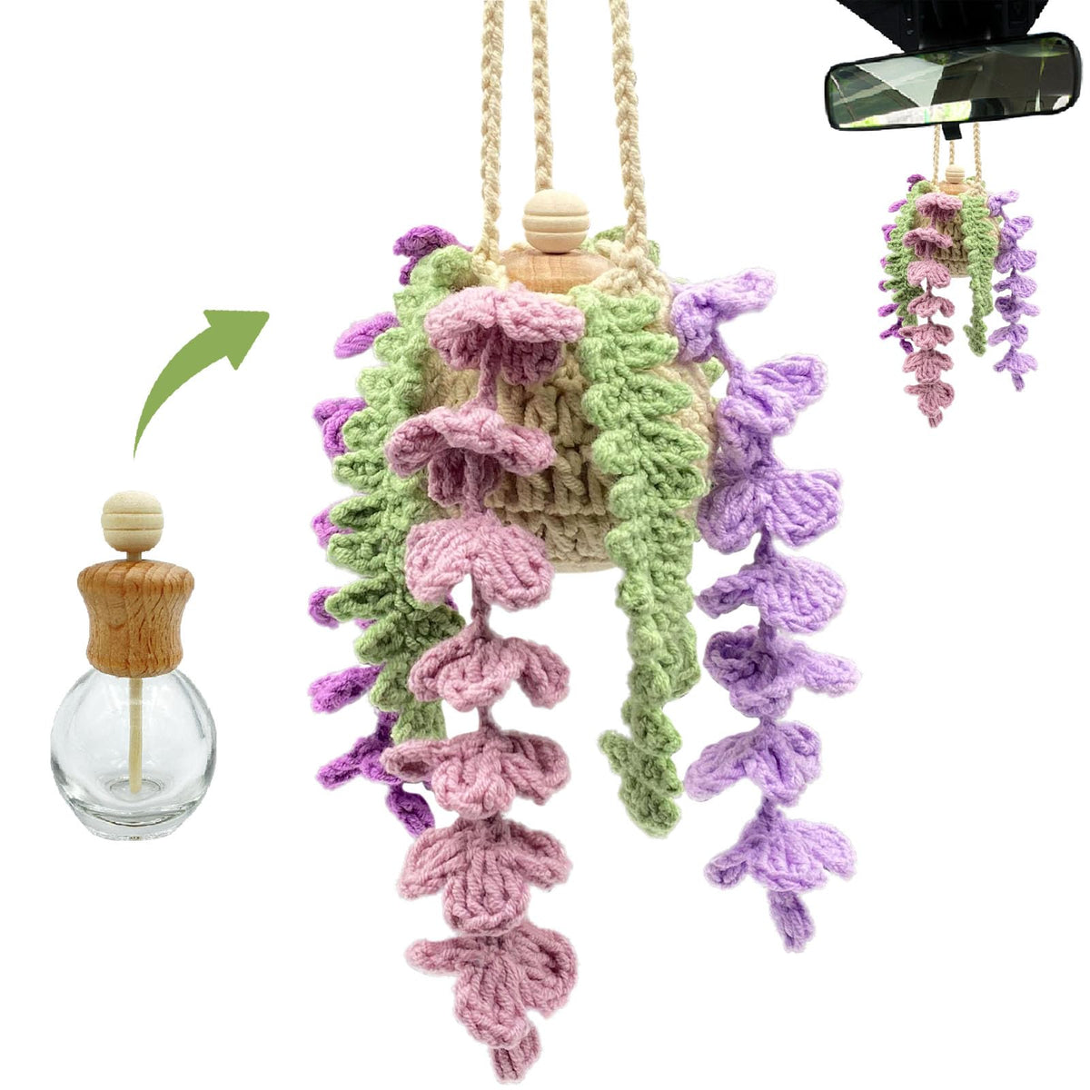 SGIBYN front view showing crochet wisteria diffuser and bottle adds stylish scent