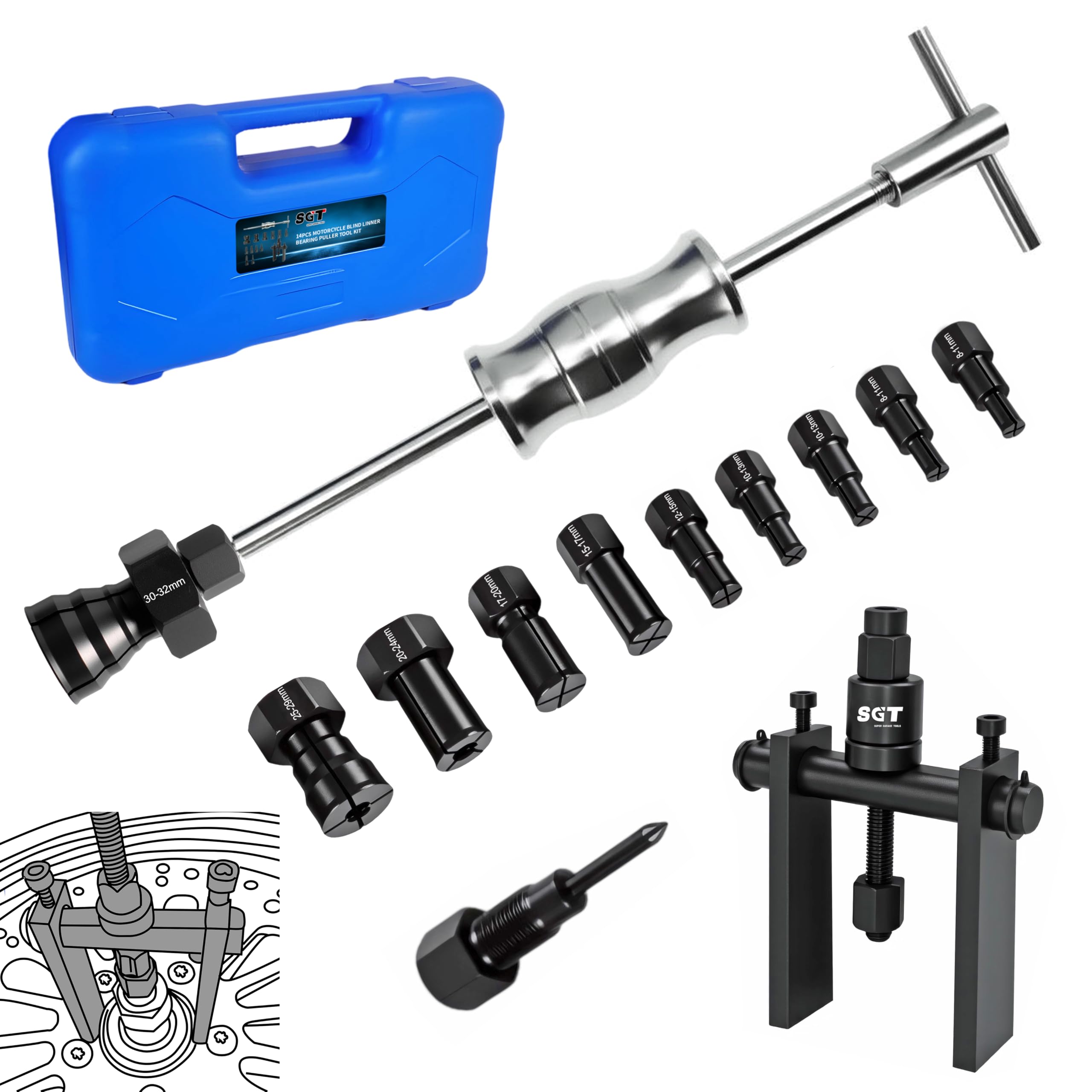 SGT SUPER GARAGE TOOLS front packaging in blow-mold case showing organized kit benefits