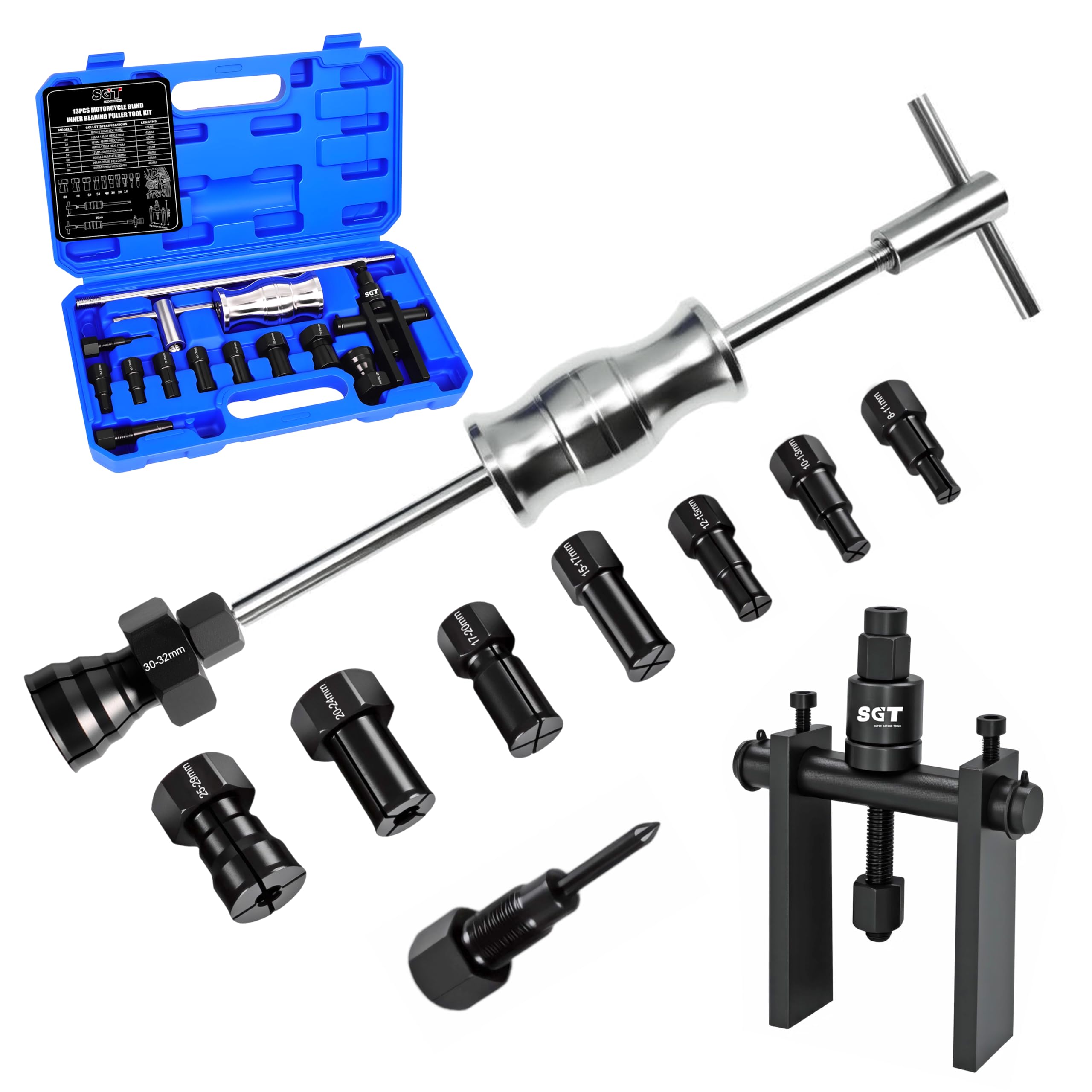 SGT SUPER GARAGE TOOLS open case showing organized 12-piece kit for fast retrieval