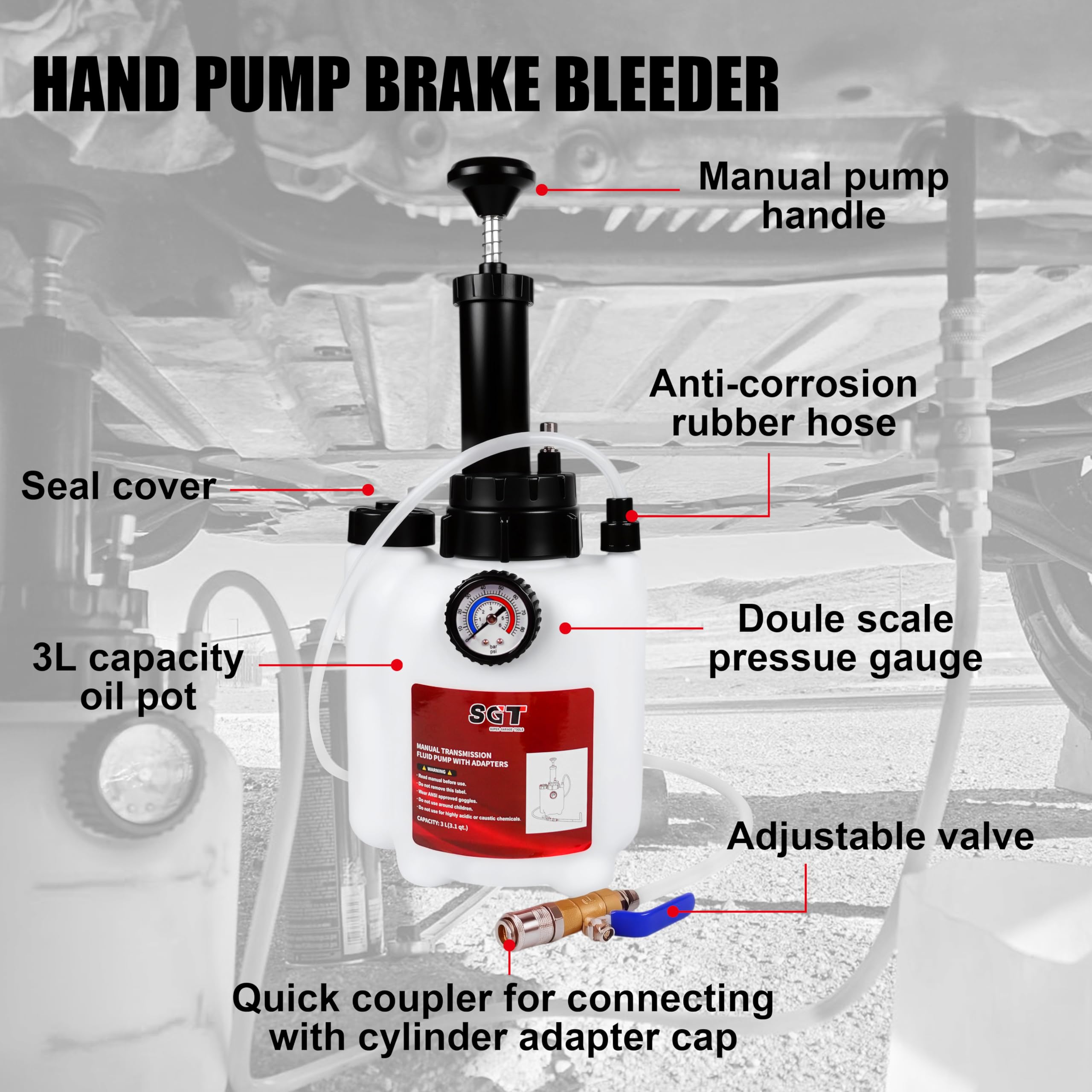 SGT SUPER GARAGE TOOLS pump in use on vehicle transmission for controlled ATF filling benefit